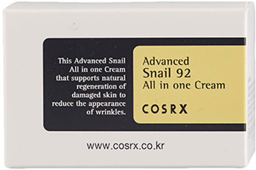 Cosrx Anti-Aging-Creme ADVANCED SNAIL 92 ALLE IN ONE CREAM, für trockene Haut, regeneriert und beruhigt intensiv