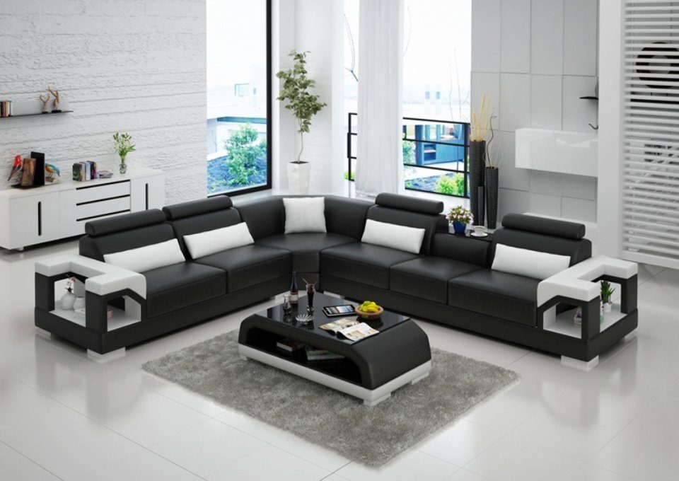 JVmoebel Modern Design Sofa Ecksofa Ecksofa, Wohnlandschaft Eck Ledersofa Couch