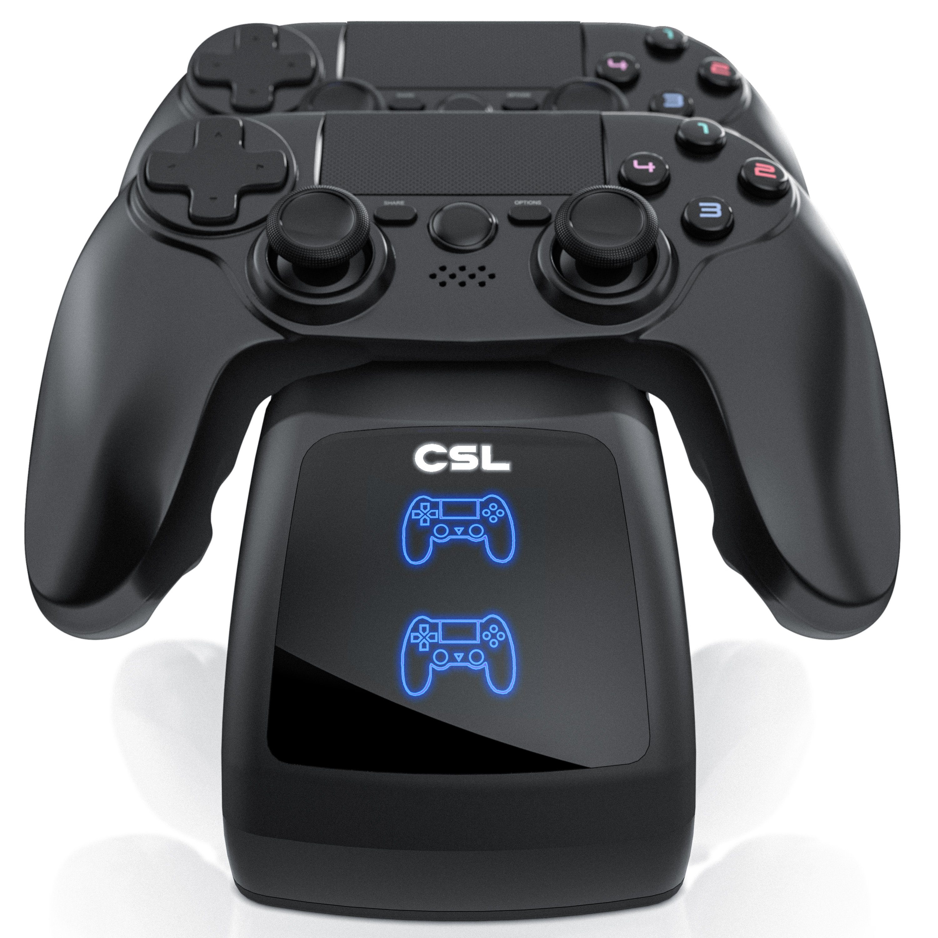 CSL Dual Ladegerät für 2x PS4 Gamepads - PS4 Controller Stand Charger Controller-Ladestation (800 mA, lädt 2 Controller gleichzeitig, ordentlich verstaut) – Bild 2 von 5