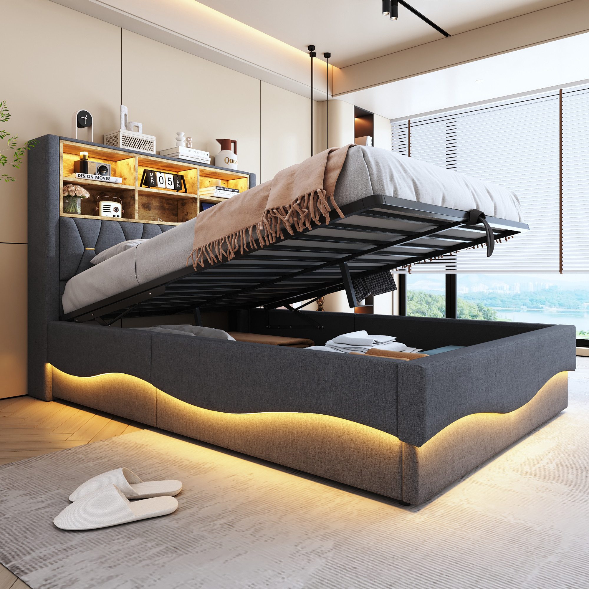 STILVORA Polsterbett 140x200 mit LED-Licht&USB,Jugendbett Doppelbett günstig online kaufen