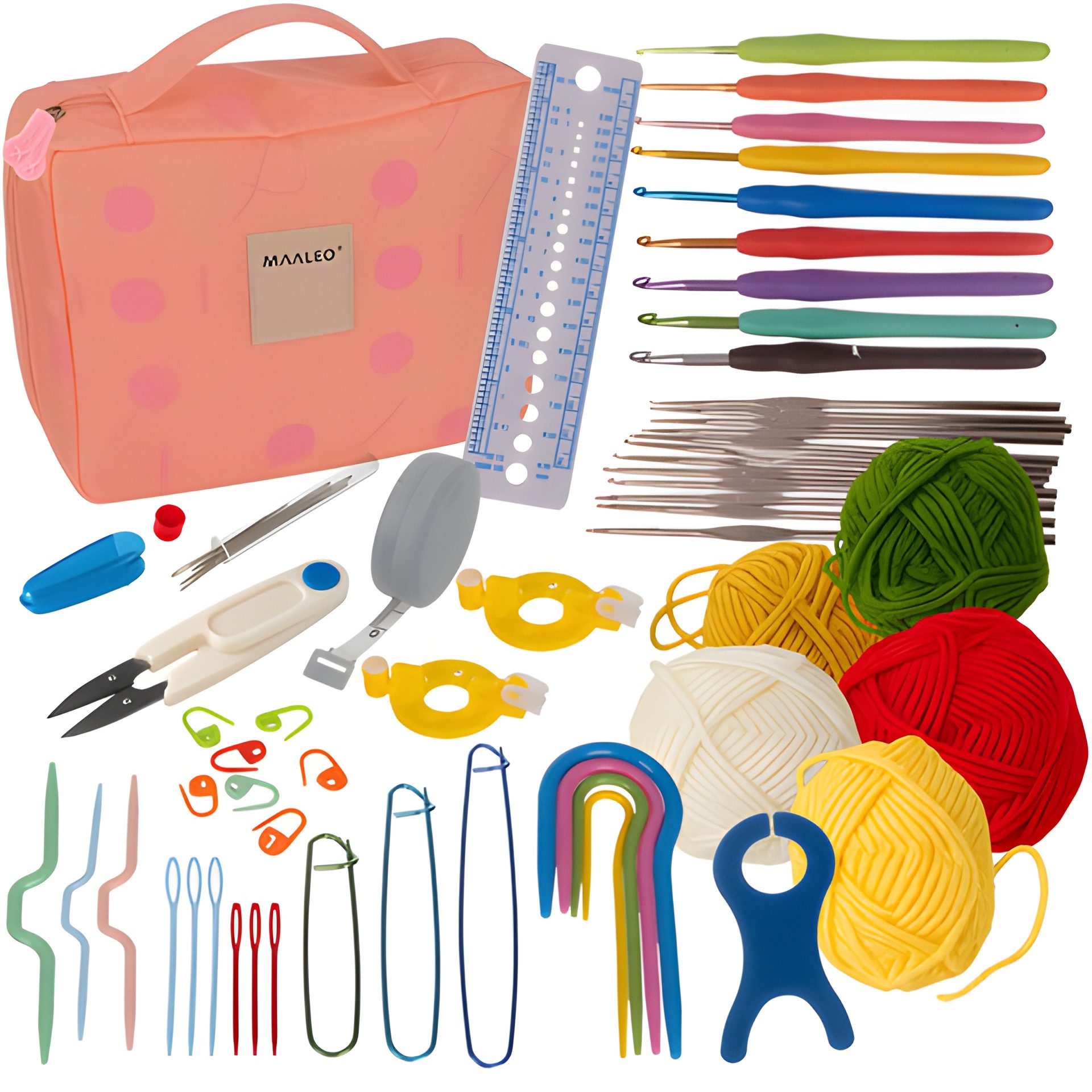 MAALEO Häkelnadeln Häkelset Anfänger, Häkelset 58 St., 58-teiliges Komplettset, Für Anfänger und Fortgeschrittene geeignet