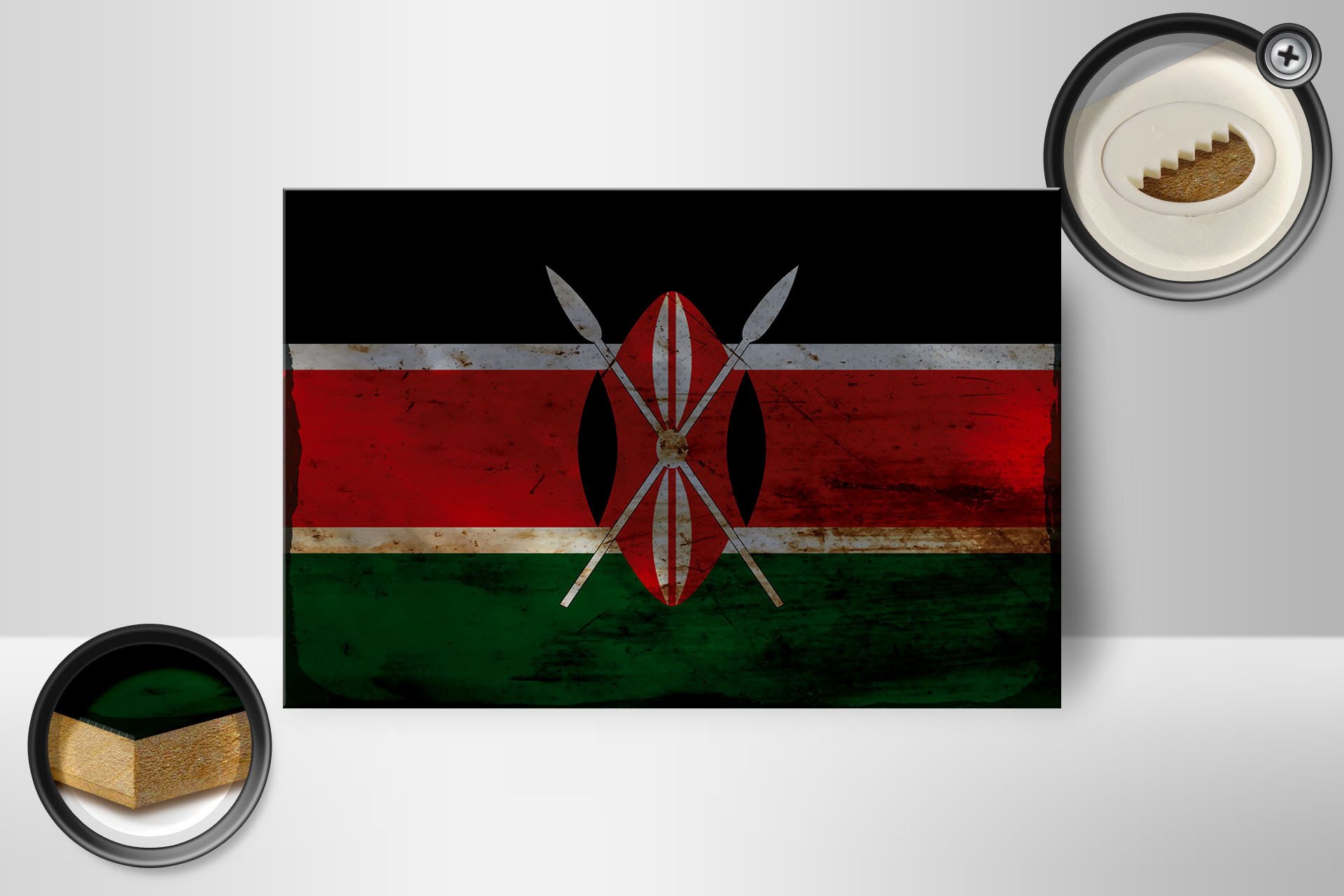 Femer GmbH Holzbild Flagge Kenia 18x12 cm Flag of Kenya Rost, Flaggen (1 St), Glatte Holzfaserplatte (MDF), vorn beschichtet