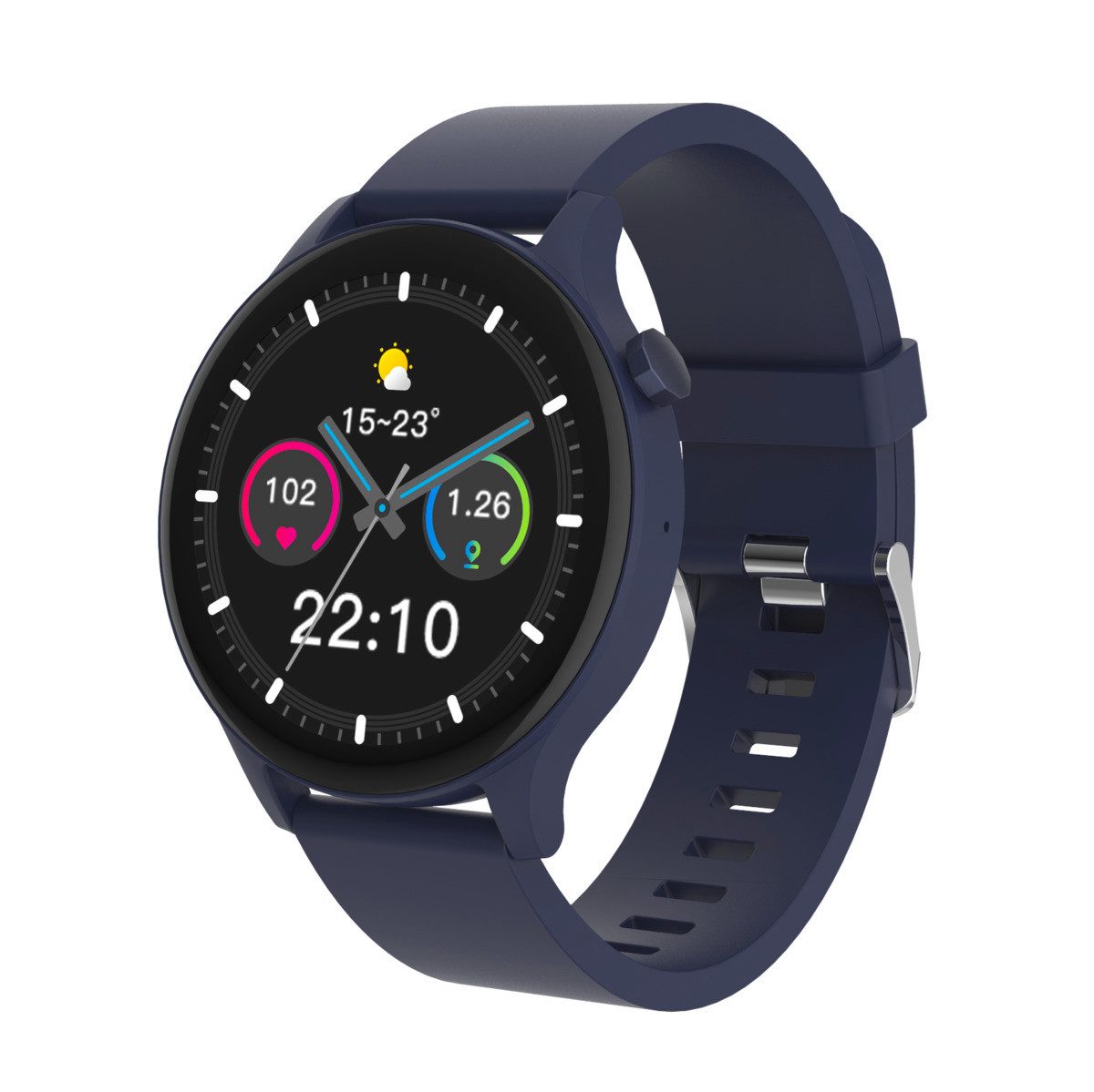 Denver Denver SWC-338BU Smartwatch (3,5 cm/1,4 Zoll, Proprietäres Betriebssystem), Fitness Uhr, Fitness Tracker, Gesundheitsfunktionen