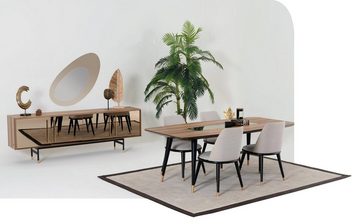 JVmoebel Essgruppe, Esstisch 4 x Stühlen Esszimmer Set Essgruppe Holz Tisch 5tlg. Gruppe