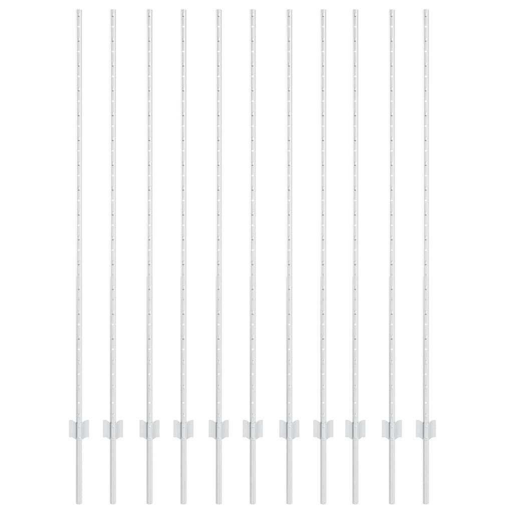 vidaXL Zaunpfosten Zaunpfosten 11 pcs Silber 160 cm Stahl, (11-St)