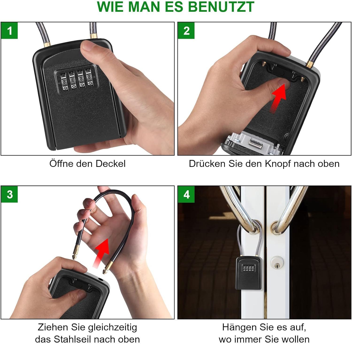 FELIXLEO Möbeltresor Schlüsseltresor, Wasserdicht, Abnehmbares Kabel, Außen & Zuhause. (1-St) – Bild 5 von 5
