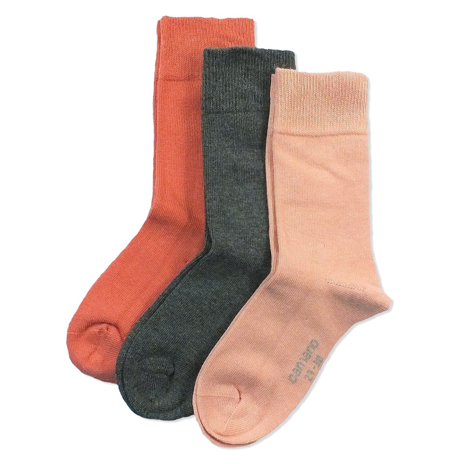 Camano Langsocken CA3701 Socken, Paar) Jungen 3 pink 3-Paar, Baumwolle, dusty Kindersocken Kinder (Packung, mit & Mädchen 73