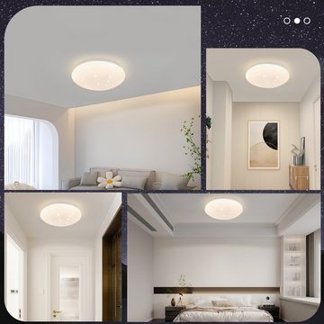 ZMH LED Deckenleuchte Ø30cm Schlafzimmerlampe Sternenhimmel Neutralweiß 18W Badezimmer, Augenschutz, LED fest integriert, 4000k, IP44 Wasserdicht, für Bad Küche Kinderzimmer