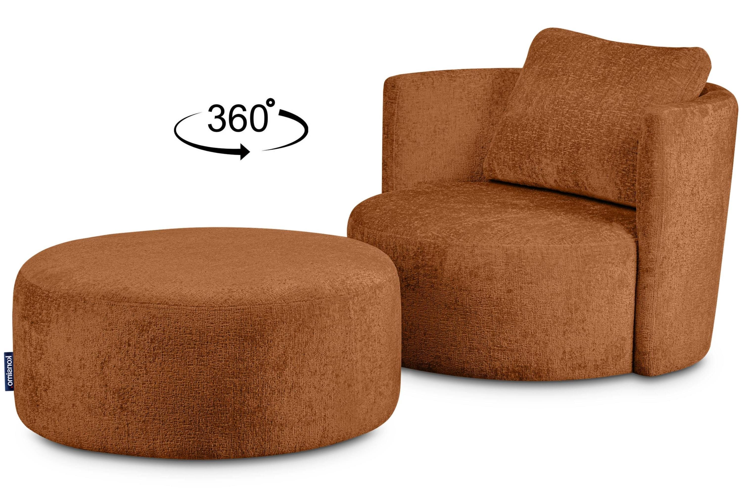 Sitzen, mit Drehfunktion, Drehsessel 360° Sitzhocker, komfortables Konsimo mit Chenille Sessel RAGGI