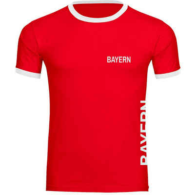 multifanshop T-Shirt Kontrast Bayern - Brust & Seite - Männer