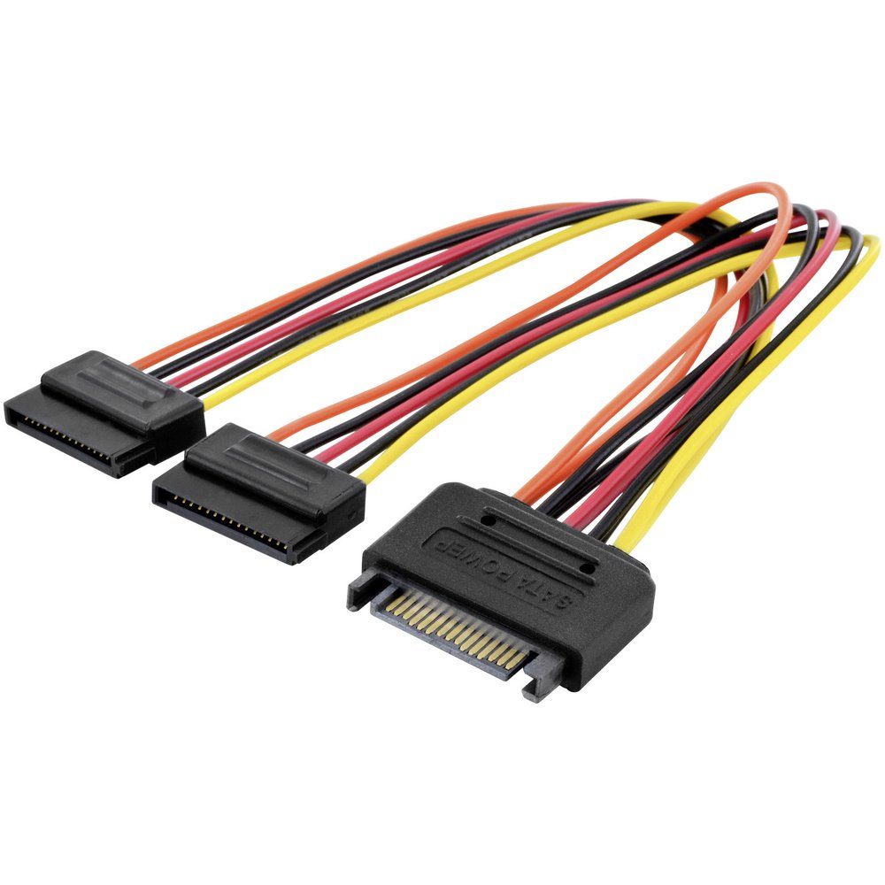 Digitus Computer, Strom Kabel [2x SATA-Strom-Buchse 15pol. - 1x SATA-S Stromkabel