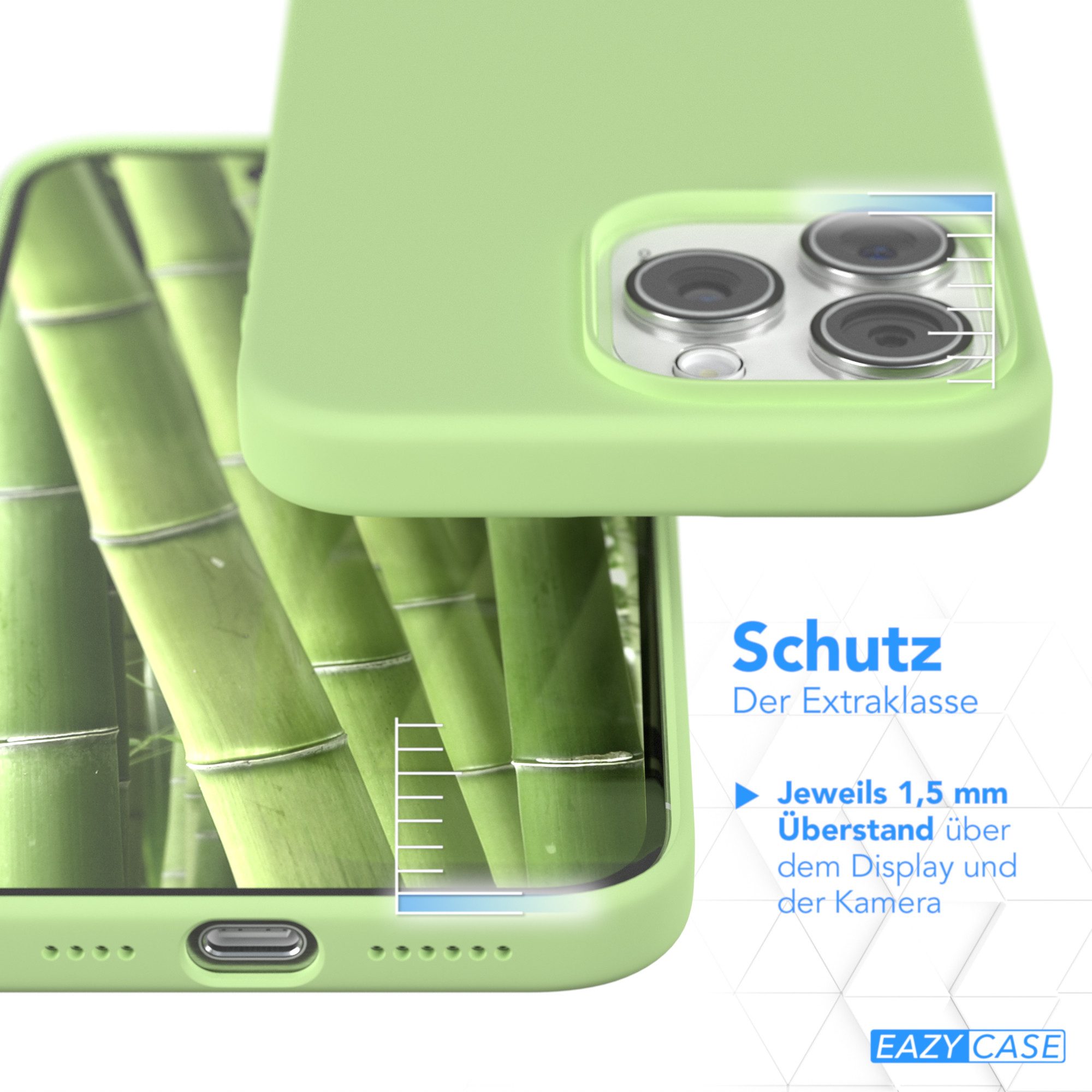 EAZY CASE Handyhülle Premium Silikon Case für Apple iPhone 15 Pro Max 6,7 Zoll, Bumper Case kratzfest Hülle mit Kameraschutz Handycover Softcase Grün