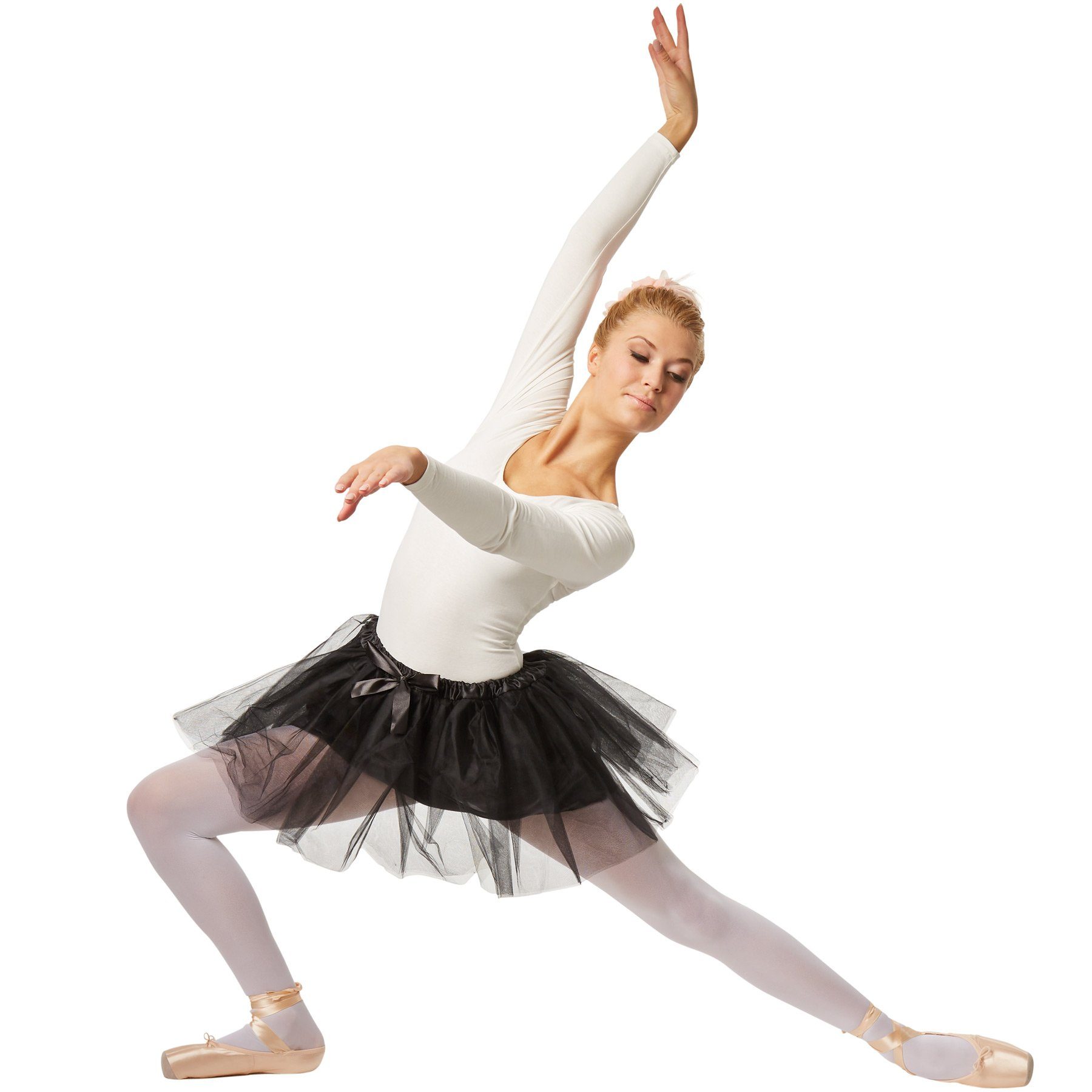 dressforfun Minirock Ballettrock, Tutu aus 3-lagigen Tüll, Angenehm dank Gummizug (Tutu, Konfektionsgröße S/M in schwarz) Mit eingenähtem Satinunterrock, Schönes Faschingskostüm-Basic