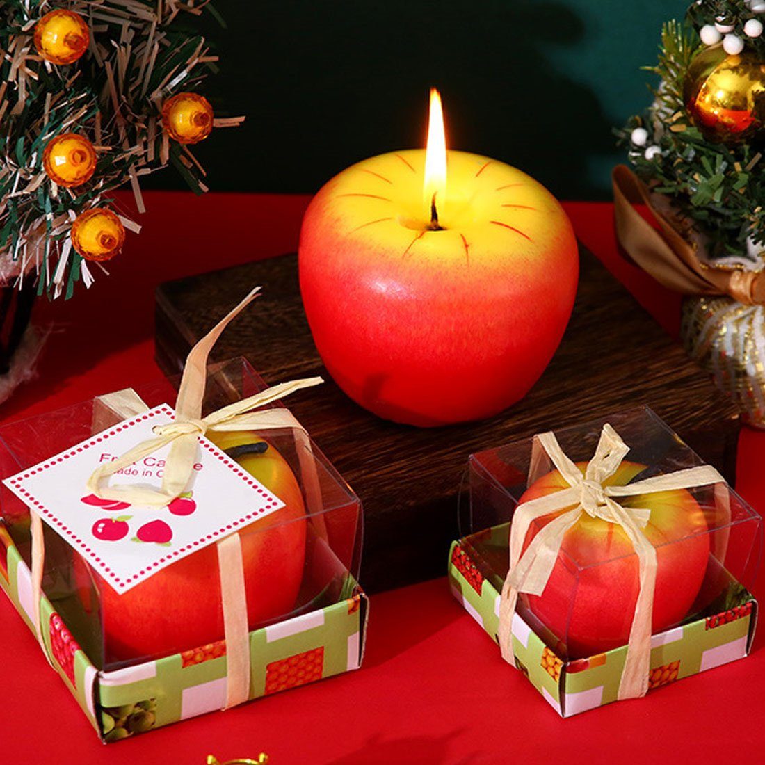 Duftkerze Kerze Creative Set, Christmas DÖRÖY Christbaumkerzen Apple Heiligabend Red 3er