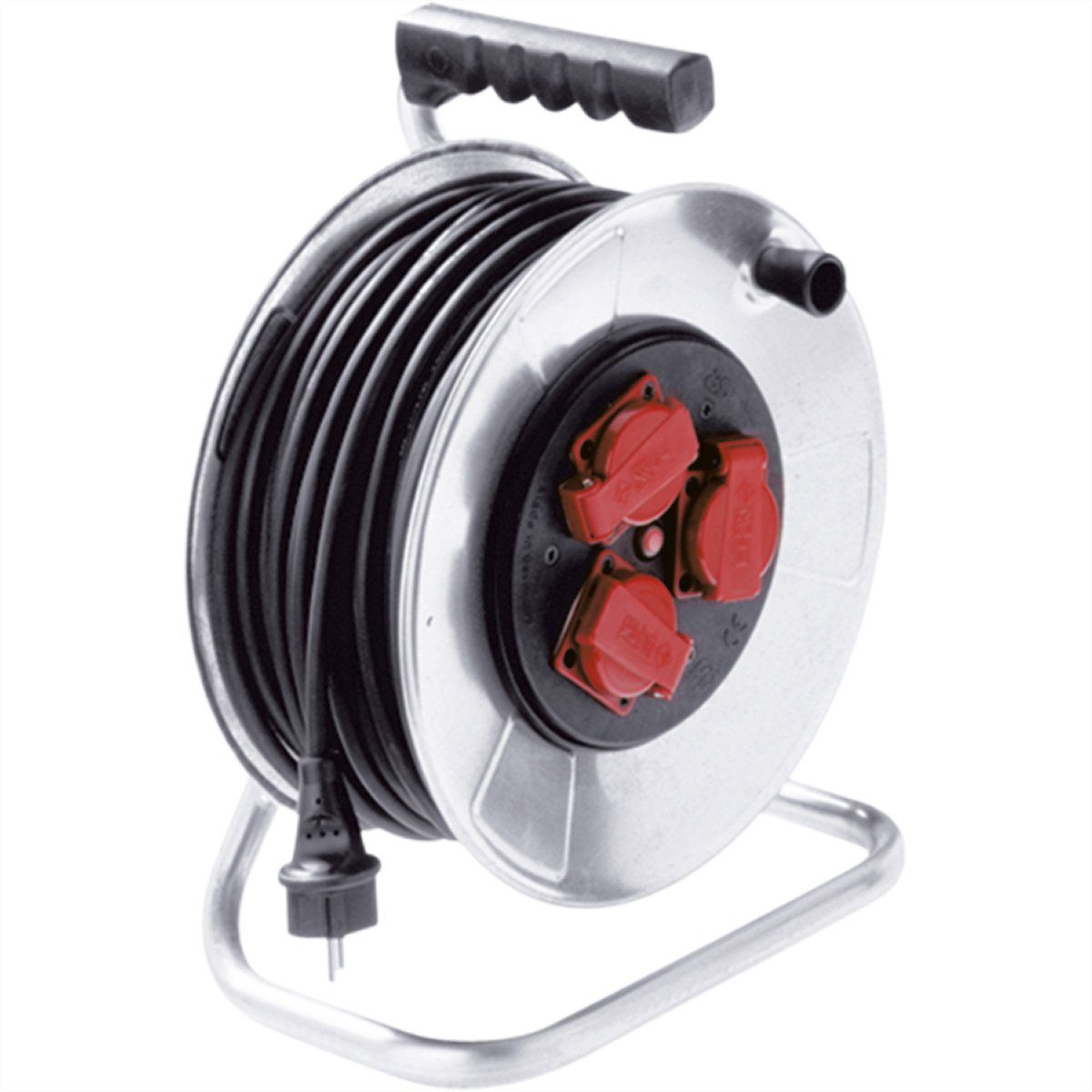 Bachmann Stahlblechkabeltrommel 3-f. 50m Kabeltrommel (Kabellänge 50 m), H05RR-F 3G1,5mm, IP44