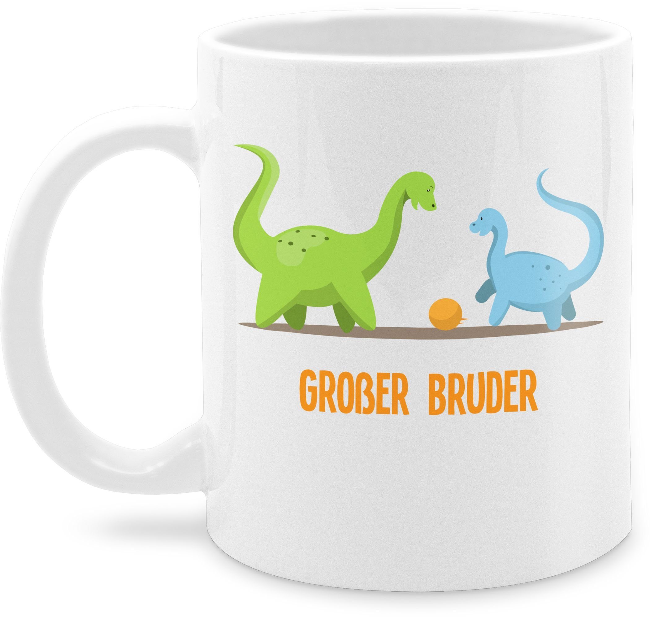 Shirtracer Tasse Großer Bruder Dinosaurier, Keramik, Großer Bruder 3 Weiß