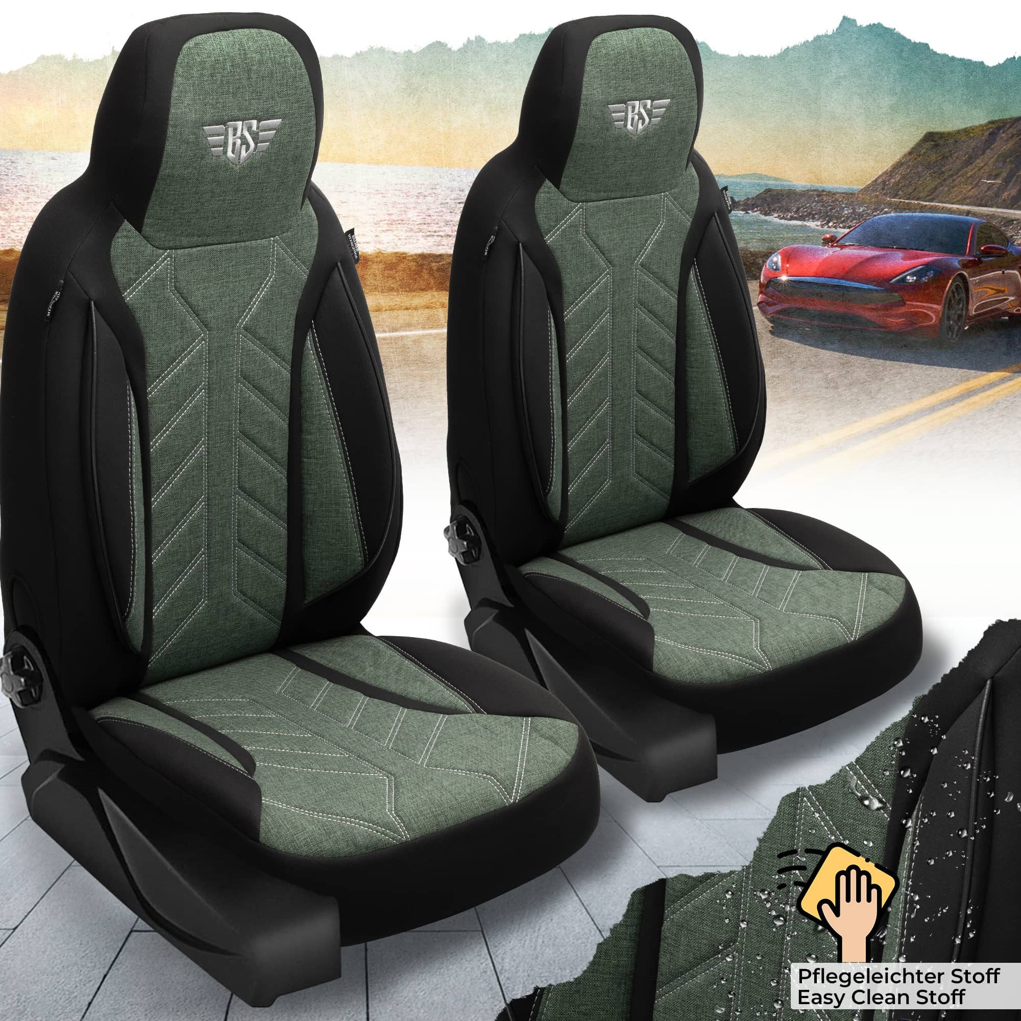 BREMER SITZBEZÜGE Autositzbezug für Seat Toledo 2 1M Bj 1999-04 (PLKT213), Set, Schonbezüge Sitzbezüge Fahrer und Beifahrer, in Schwarz/Olivgrün