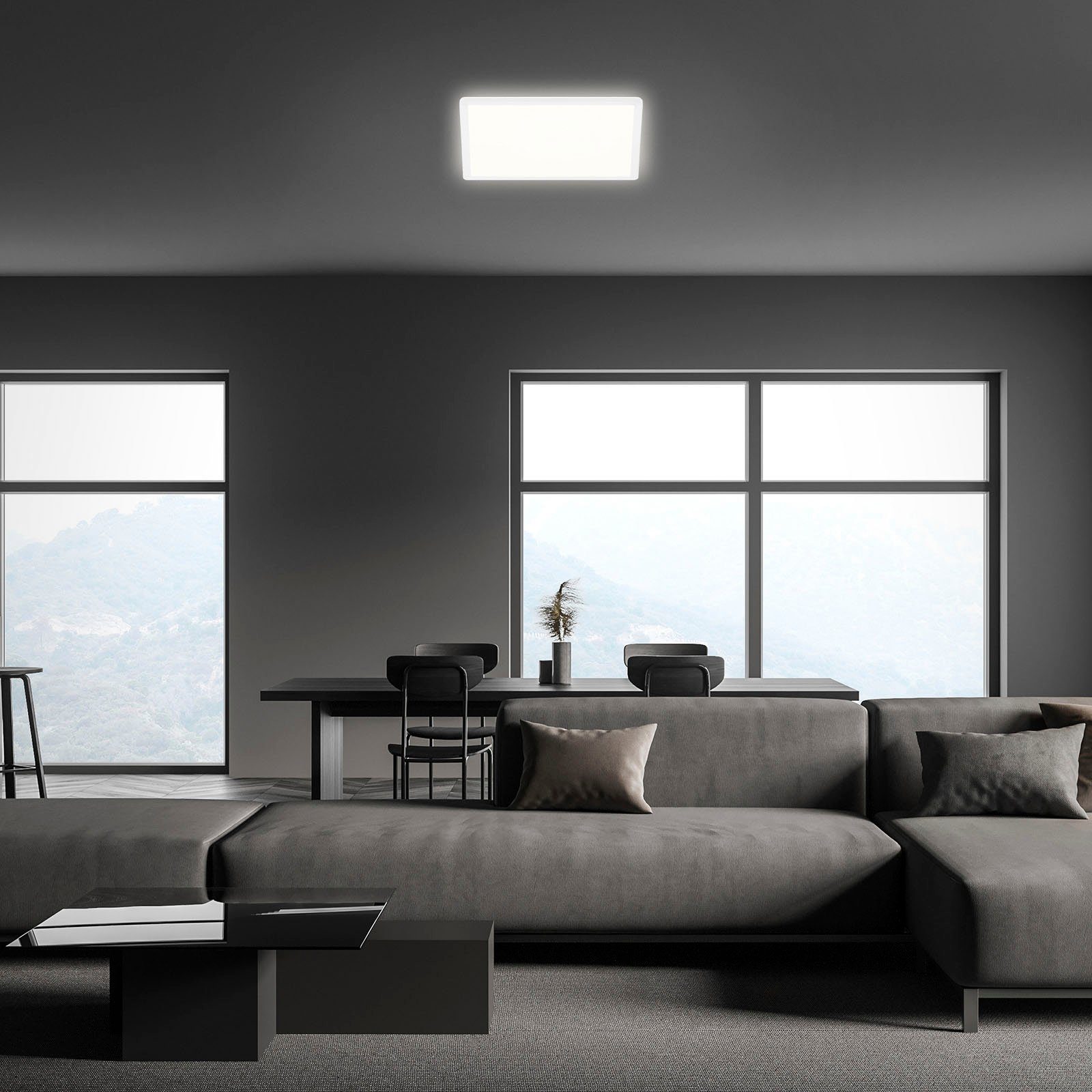 Brilo LED-Deckenleuchte Slim 18 W Eckig Weiß günstig online kaufen