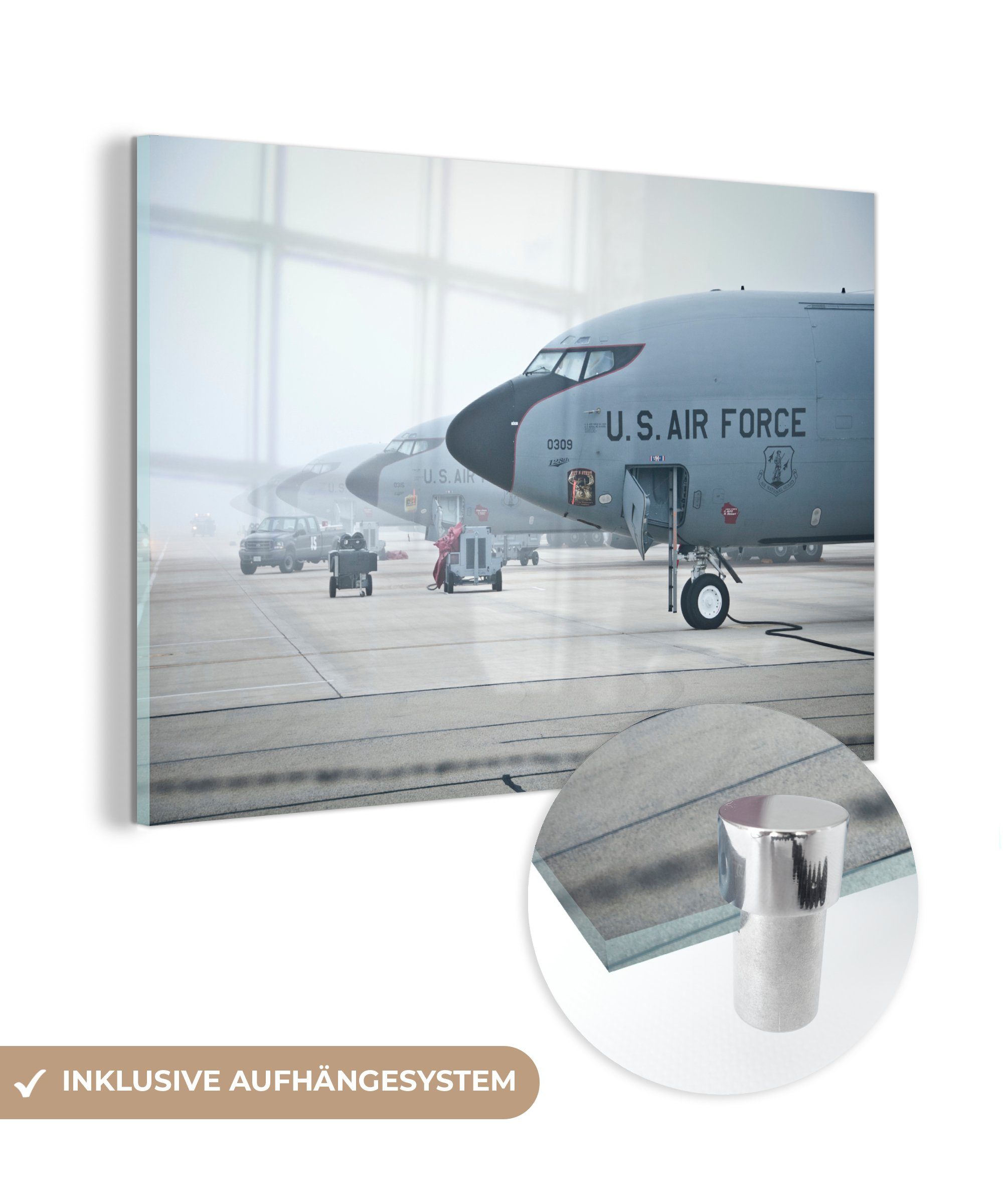 Militär, Schlafzimmer Acrylglasbild Wohnzimmer Amerika - MuchoWow - & (1 St), Flugzeuge Acrylglasbilder