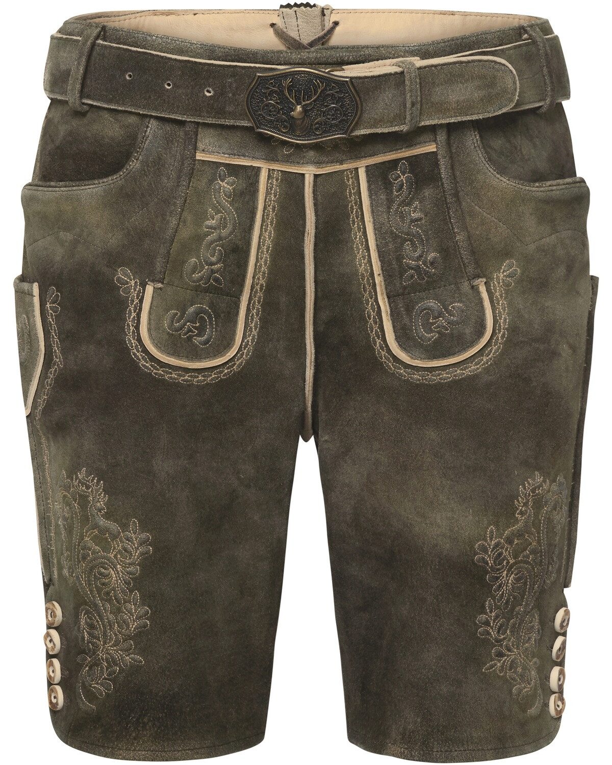 Trachtenlederhose Kurze Lederhose mit Gürtel