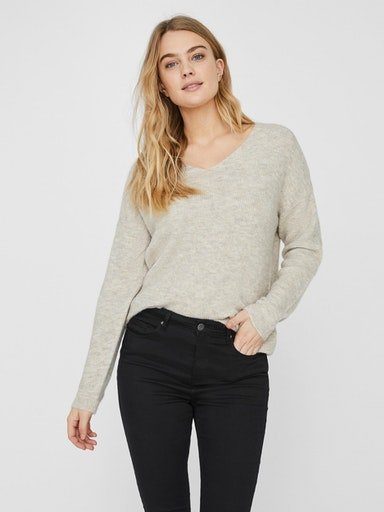 V-Ausschnitt-Pullover VMCREWLEFILE LS V-NECK BLOUSE NOOS