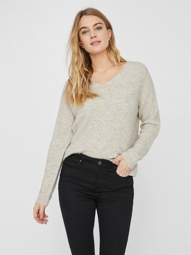 Vero Moda V-Ausschnitt-Pullover VMCREWLEFILE LS V-NECK BLOUSE NOOS