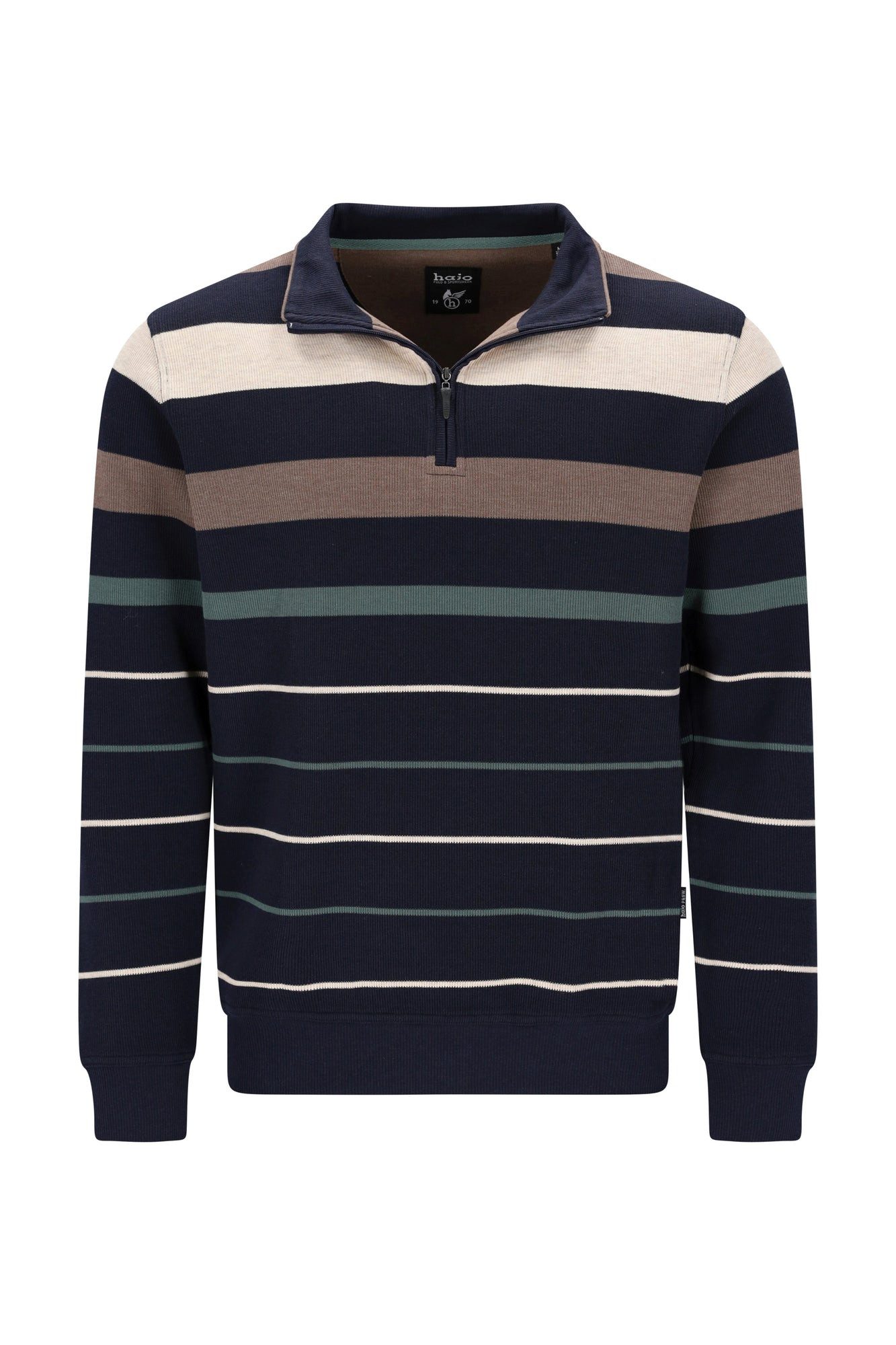 Hajo Sweatshirt Troyersweatshirt mit garngefärbten platzierten Streifen in stay fresh-
