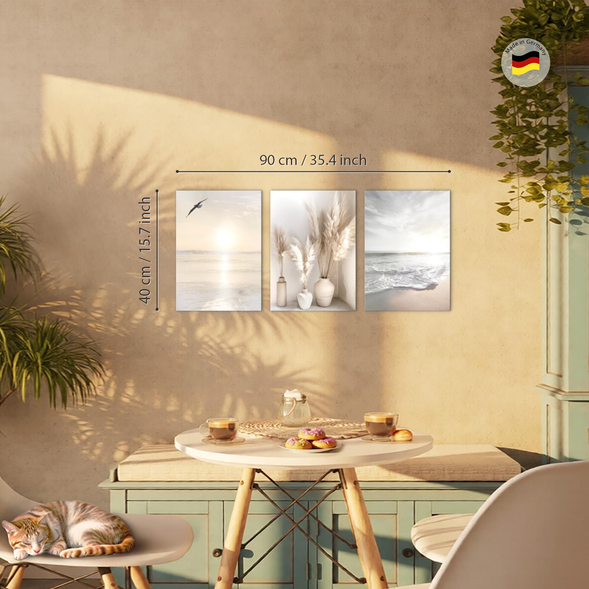 Novart Wandbild 3 Wandbilder Set Natur Wohnzimmer Deko Landschaft Berge Boho, Boho Style