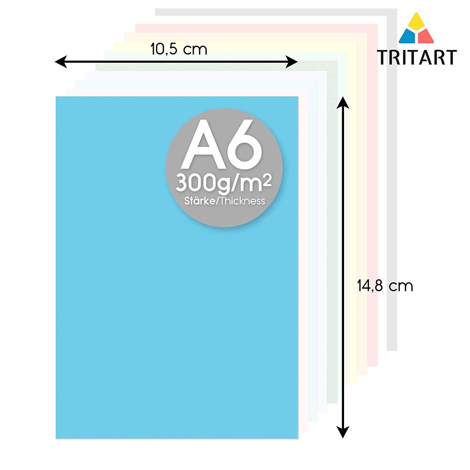 Tritart Aquarellpapier A6 300g - Bastelpapier in Bastelpapier, Blatt 126 126 A6 Blatt Farben 21 Festes 300g - Buntpapier