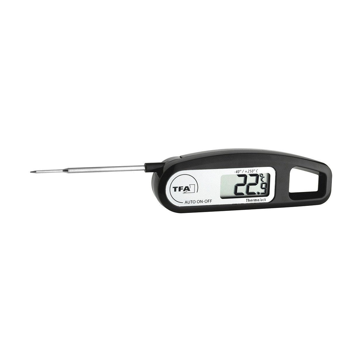TFA Dostmann Raumthermometer Digitales Klappthermometer zur präzisen Temperaturkontrolle, 1-tlg., Klappmechanismus und strahlwassergeschützt