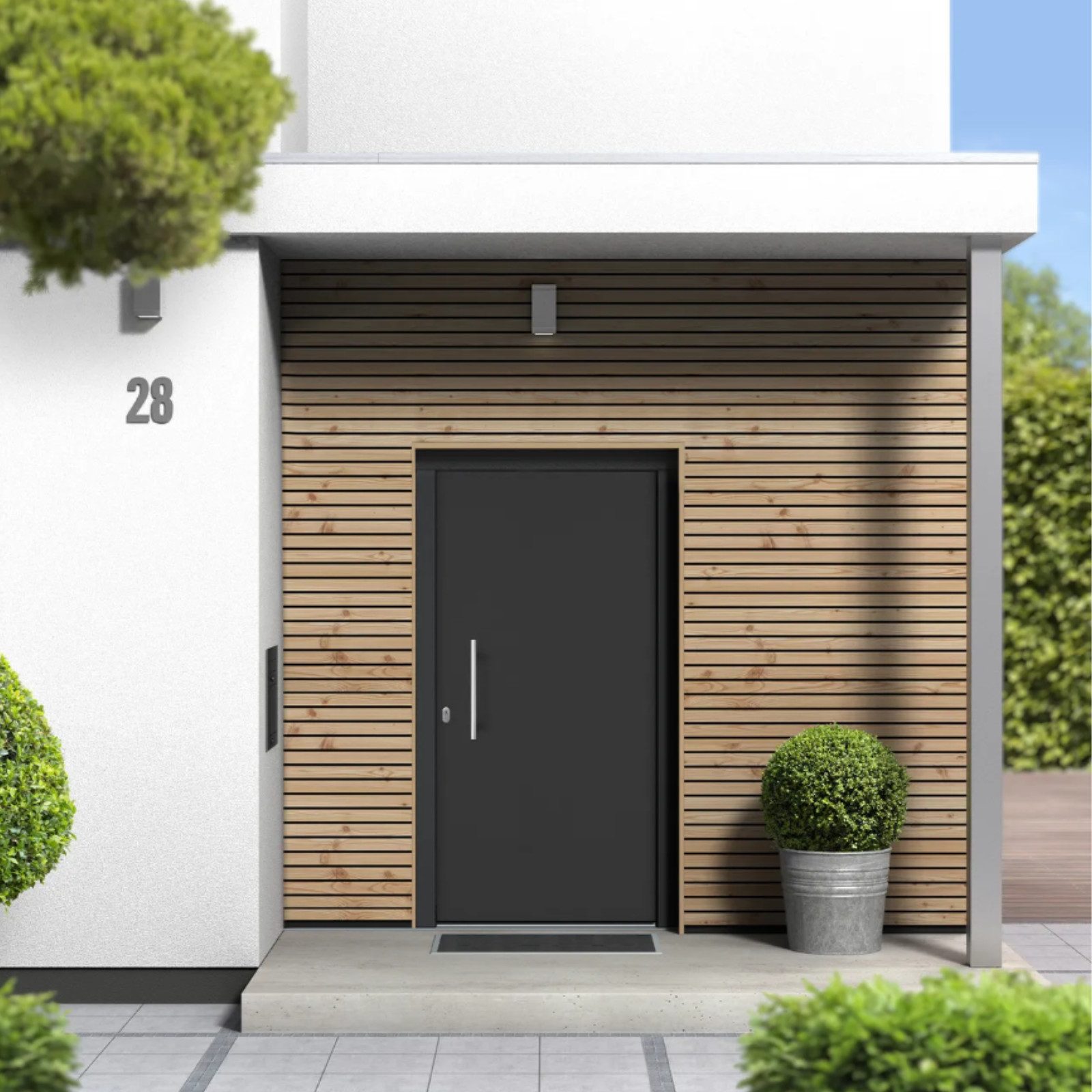 HORI Haustür HORI Haustür Safety Slim, Aluminium Kunststoff,Eingangstür (Schalldämmung, Robust, Einfache Montage, Wärmeschutz, Sonnenschutz), 1000 x 2000 mm, anthrazit, DIN links, Safety Slim