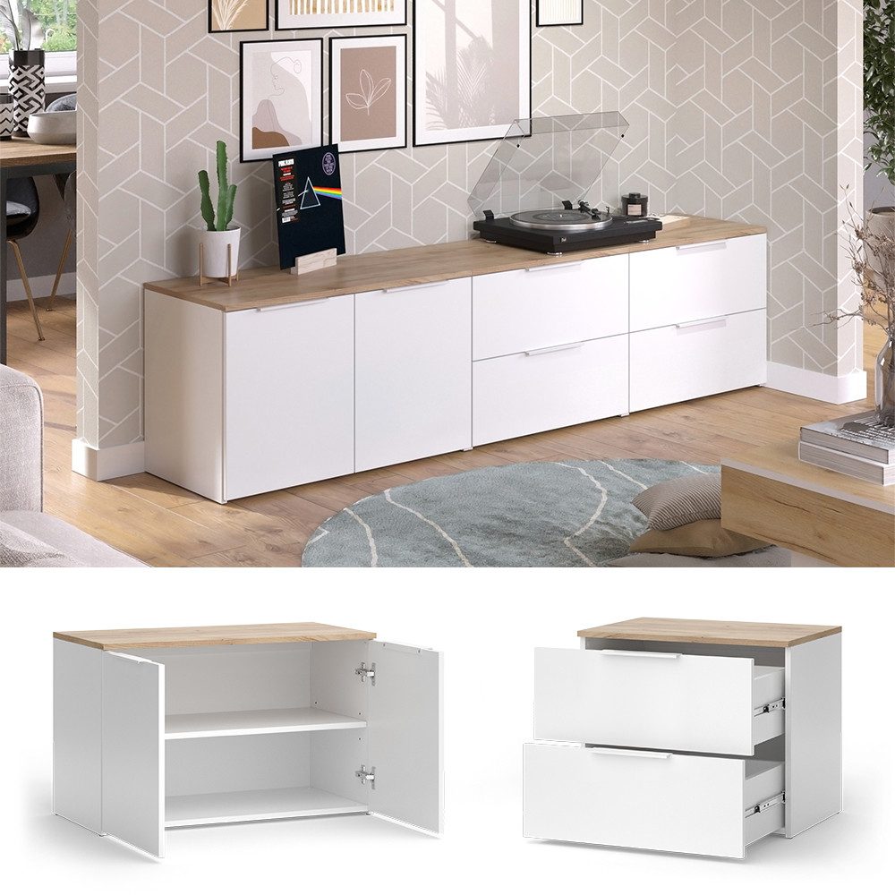 Vicco Wohnwand Wido, Weiß/Sonoma, 3 Teile günstig online kaufen
