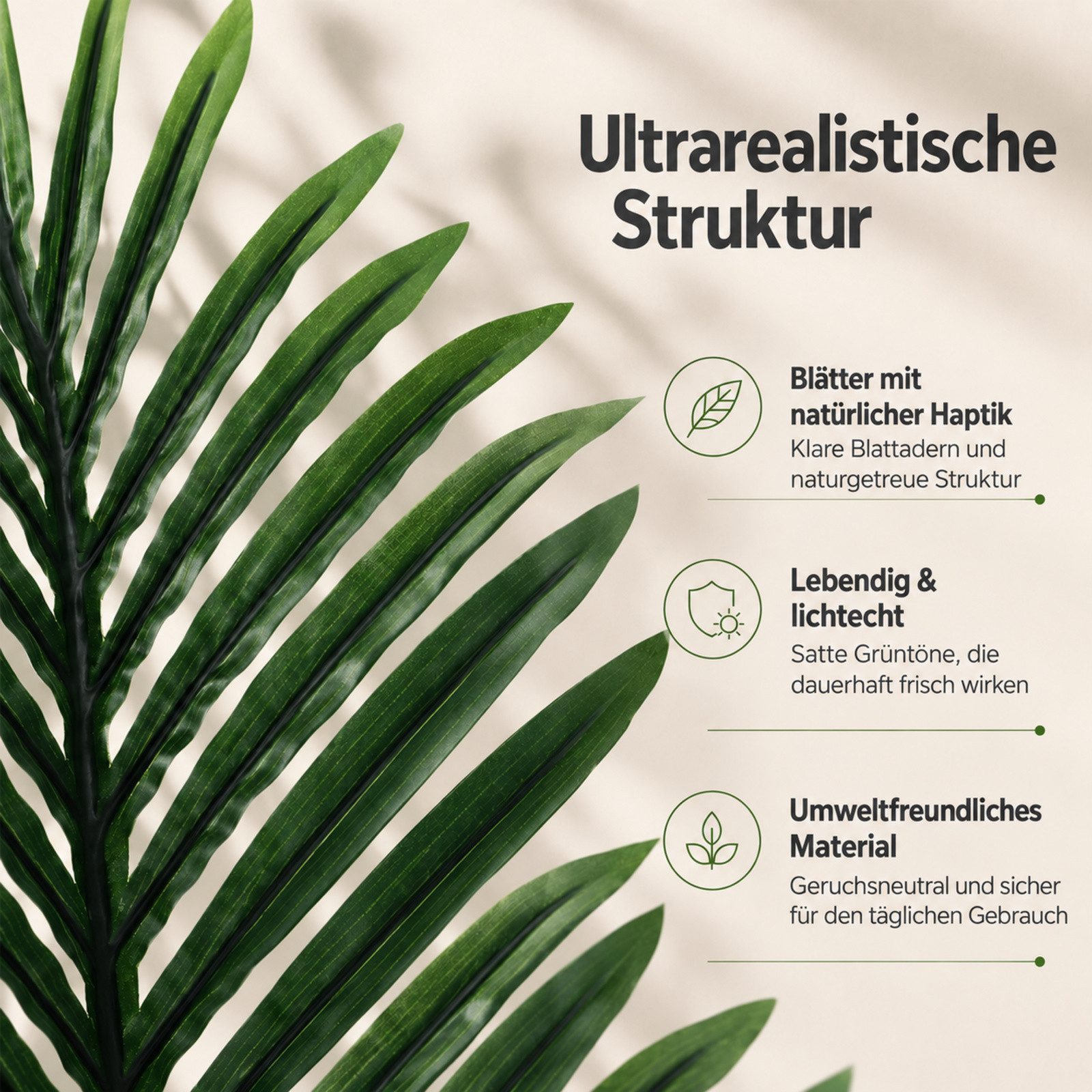 Kunstpflanze 160CM Künstlicher Kunstpalme, Künstliche Palme, Kunstpflanze wie echt Kunstpalme, BlingBin, Höhe 160 cm, Kunstpalme Deko für Wohnzimmer Balkon Flur – Bild 5 von 5