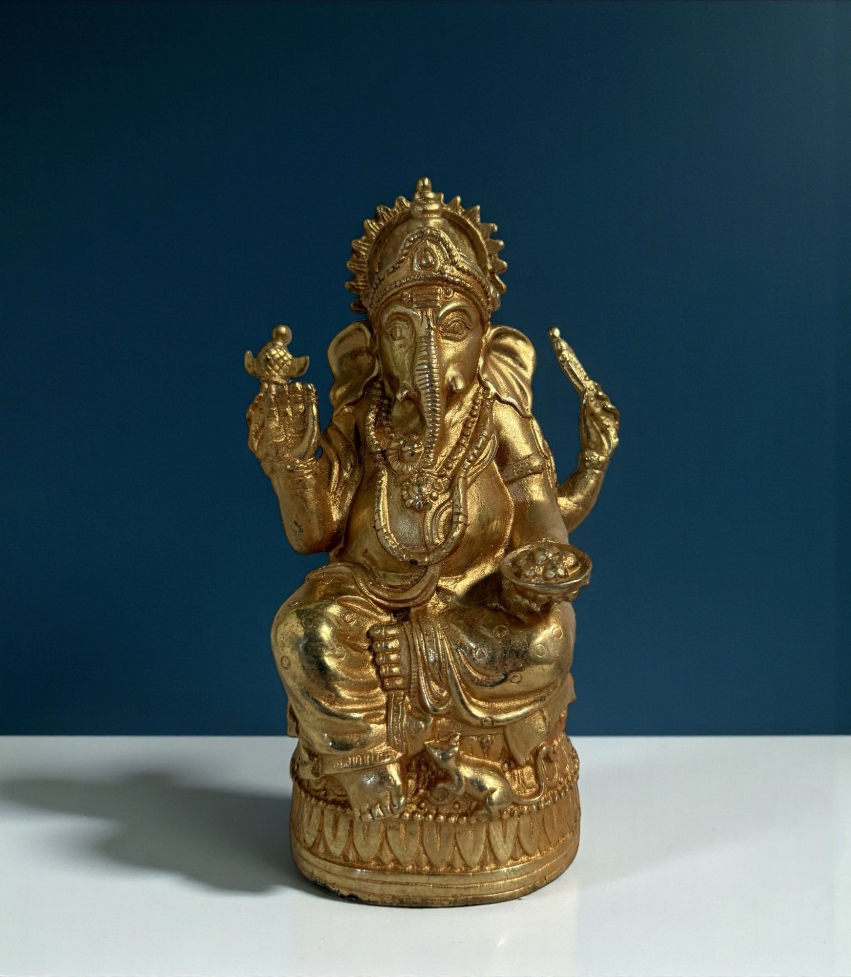 Asien LifeStyle Buddhafigur Ganesha Figur Bronze Skulptur 16 cm