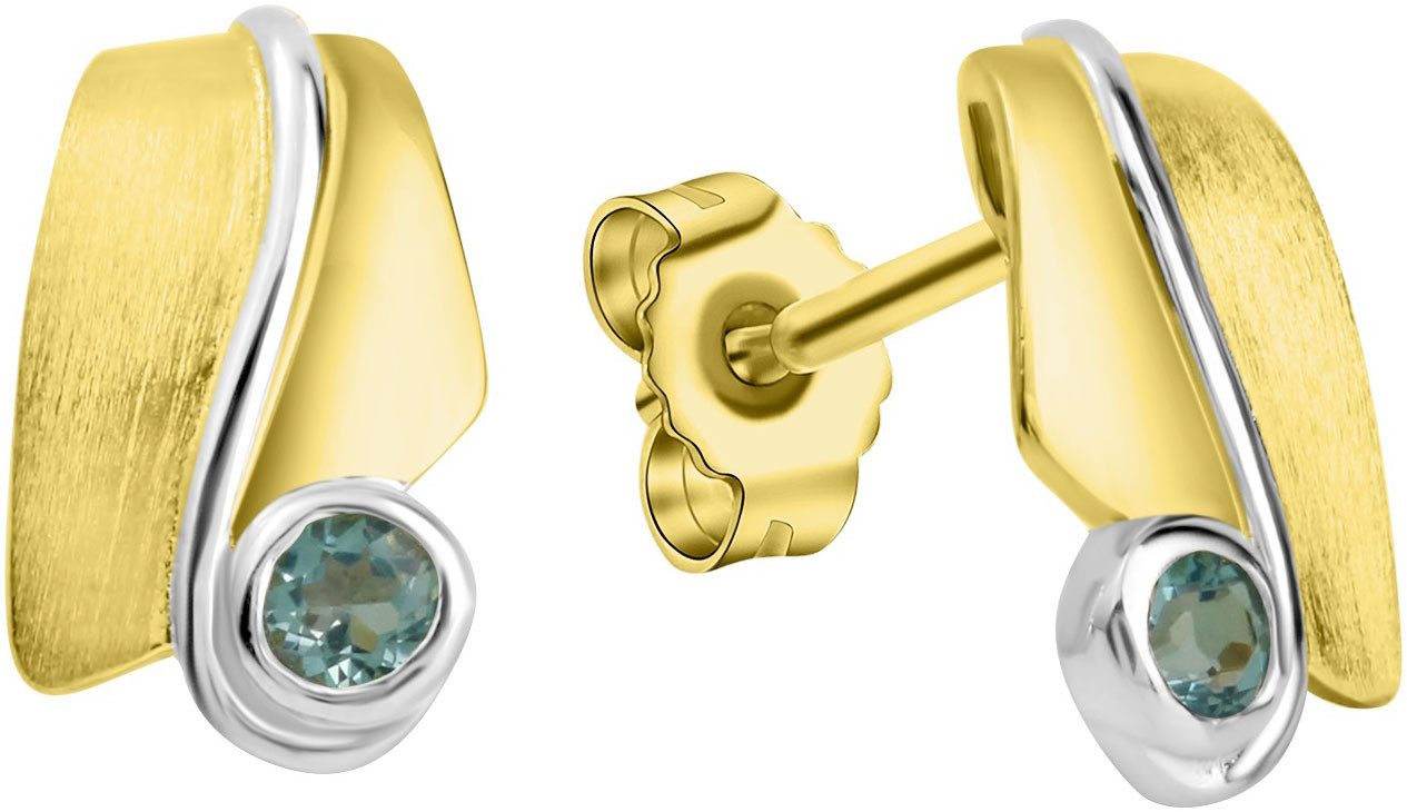 Firetti Paar Ohrstecker Schmuck Geschenk Silber 925 Ohrschmuck Ohrringe Bicolor, mit Blautopas (behandelt)
