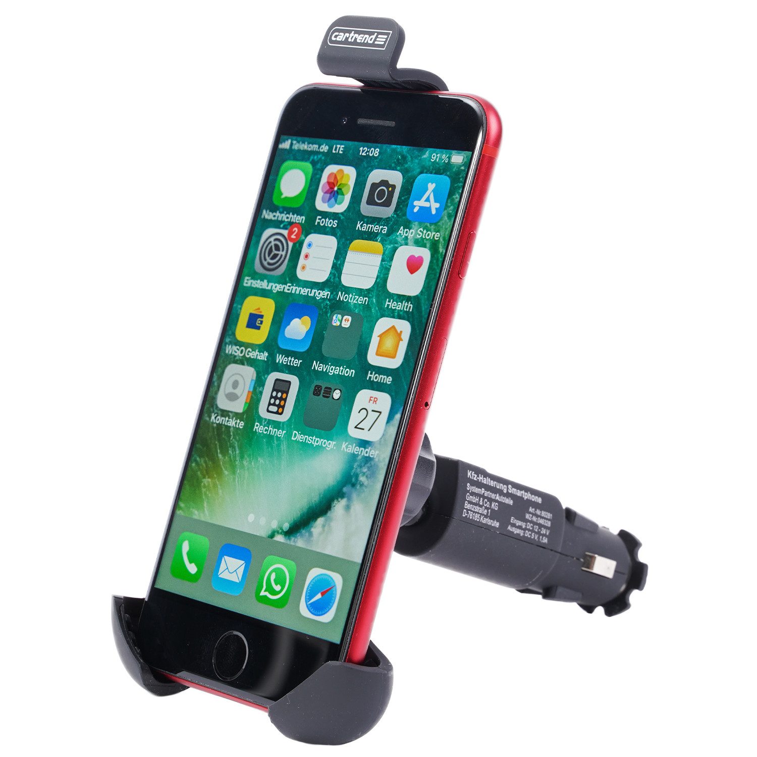 Cartrend Handy-Halterung 360° Kfz Halterung Universal Auto PKW Handy-Halter, (Universell, Lademöglichkeit über USB-Port 360° für Smartphone bis 5,4)