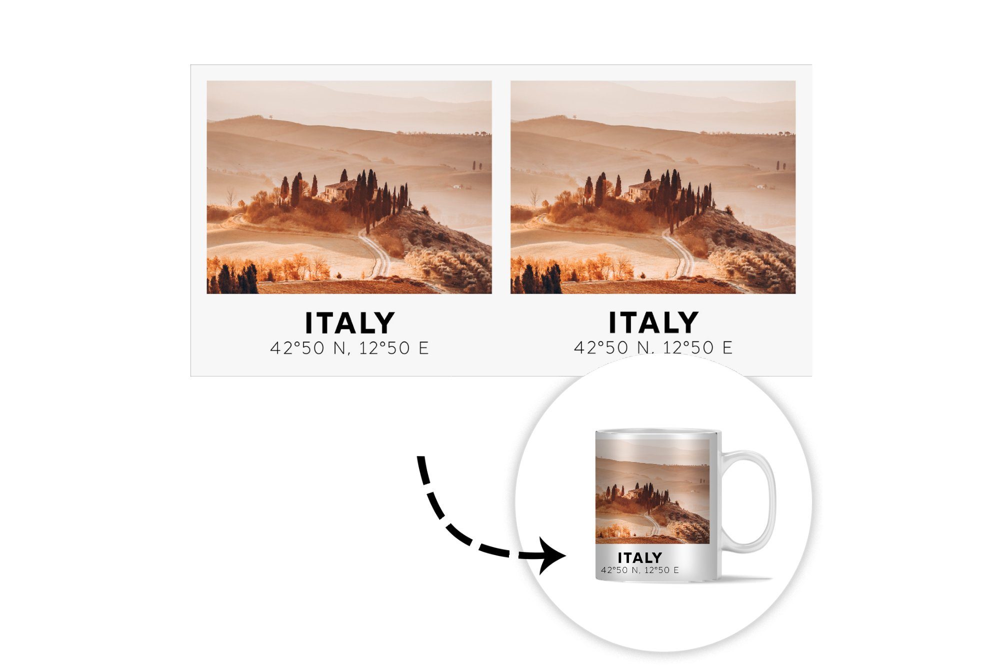 MuchoWow Tasse Italien - Teetasse, Becher, - Teetasse, Kaffeetassen, Keramik, Geschenk Landschaft, Toskana