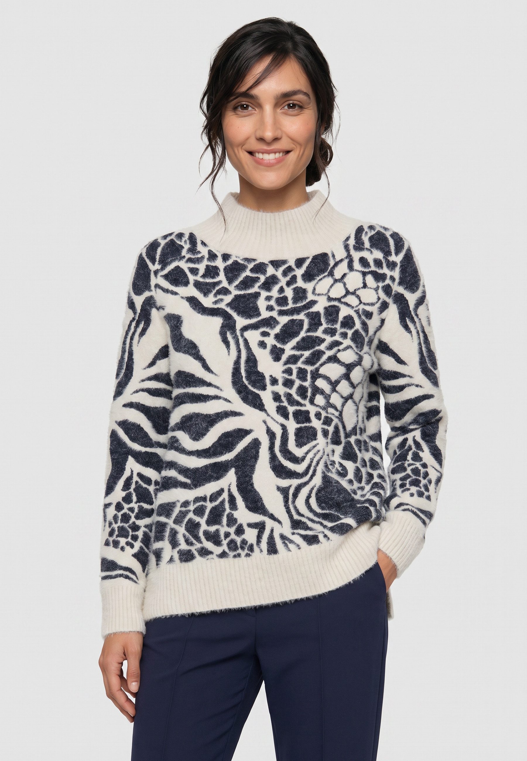 Olsen Strickpullover mit Stehkragen