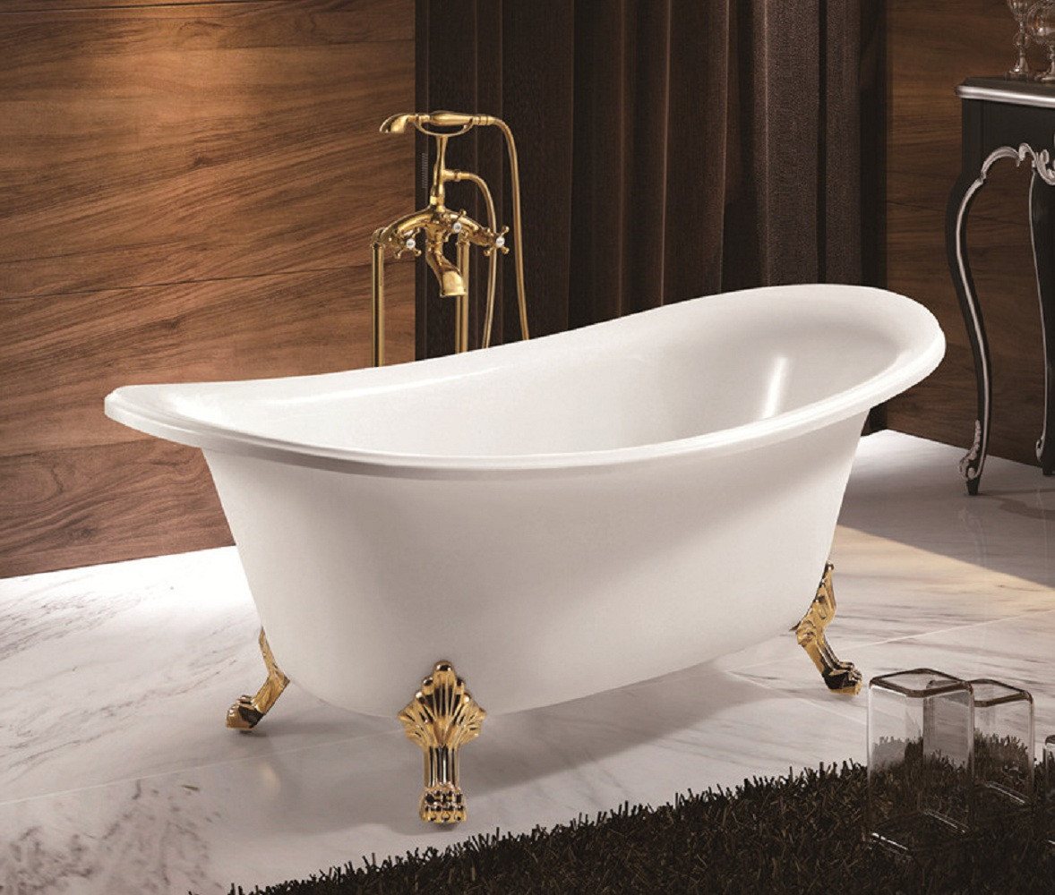 Thumbnail - JVmoebel Badewanne Wanne Standbadewanne Freistehende Badewanne Modern Gold Weiß Oval, (1-tlg), Made in Europa