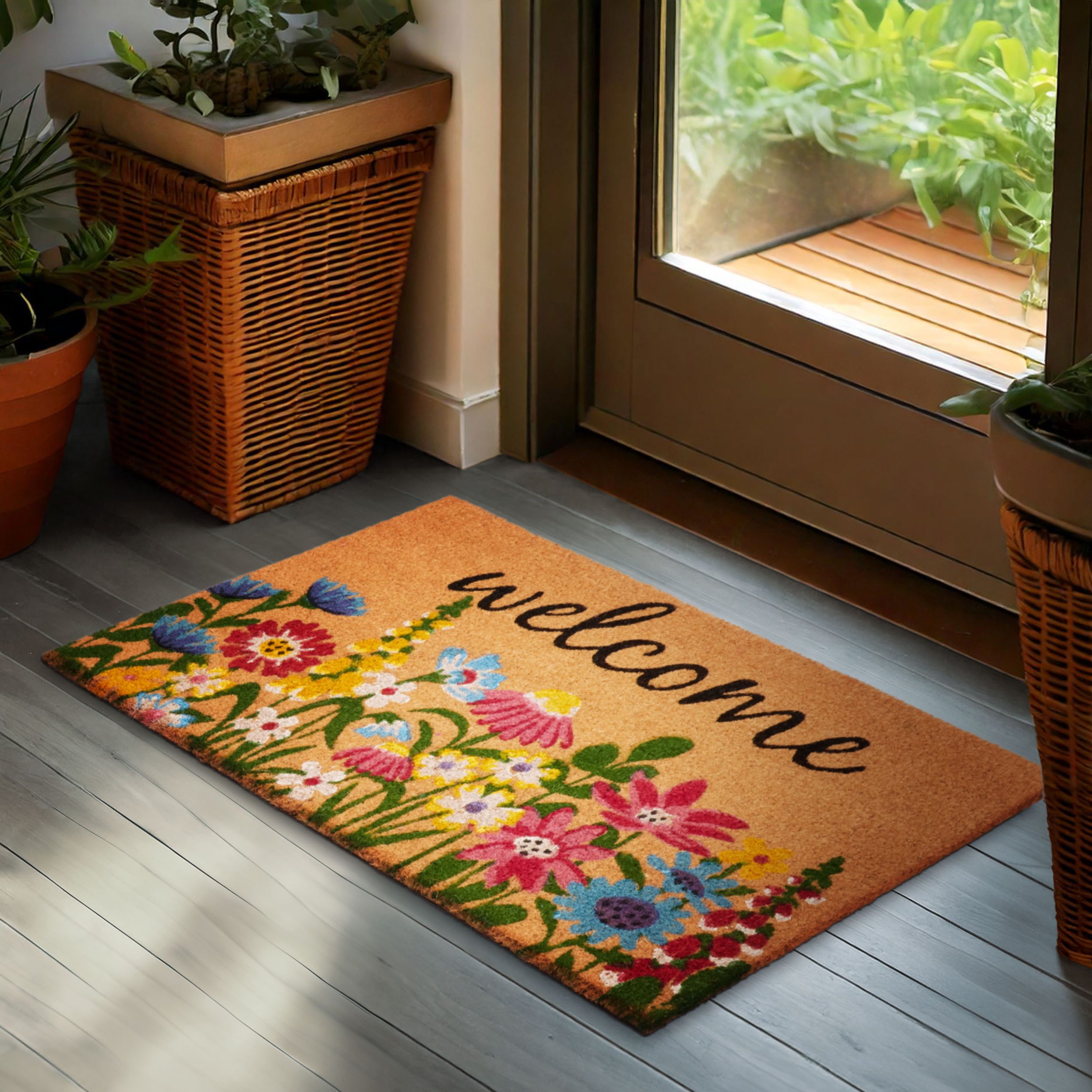 BRUBAKER Fußmatte Blumen und Pflanzen - 45 x 75 cm Schmutzfangmatte - Kokos günstig online kaufen