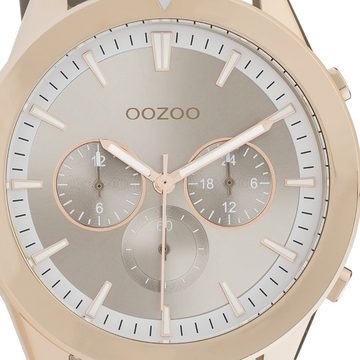 OOZOO Quarzuhr Oozoo Damen Armbanduhr braun Analog, (Analoguhr), Damenuhr rund, groß (ca. 45mm) Lederarmband, Sport-Style