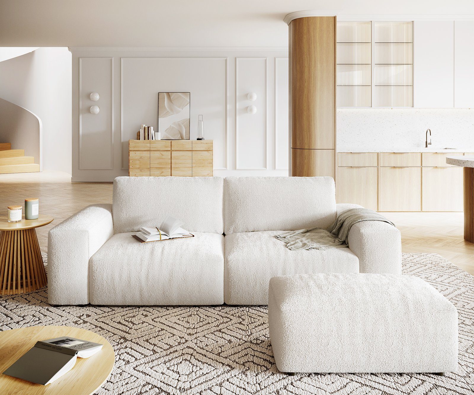 DELIFE Big-Sofa Lanzo, XL Bouclé Creme-Weiß günstig online kaufen