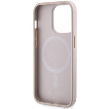 Guess Handyhülle Case iPhone 15 Pro Max Kunstleder rosa MagSafe kompatibel 6,7 Zoll, Kantenschutz