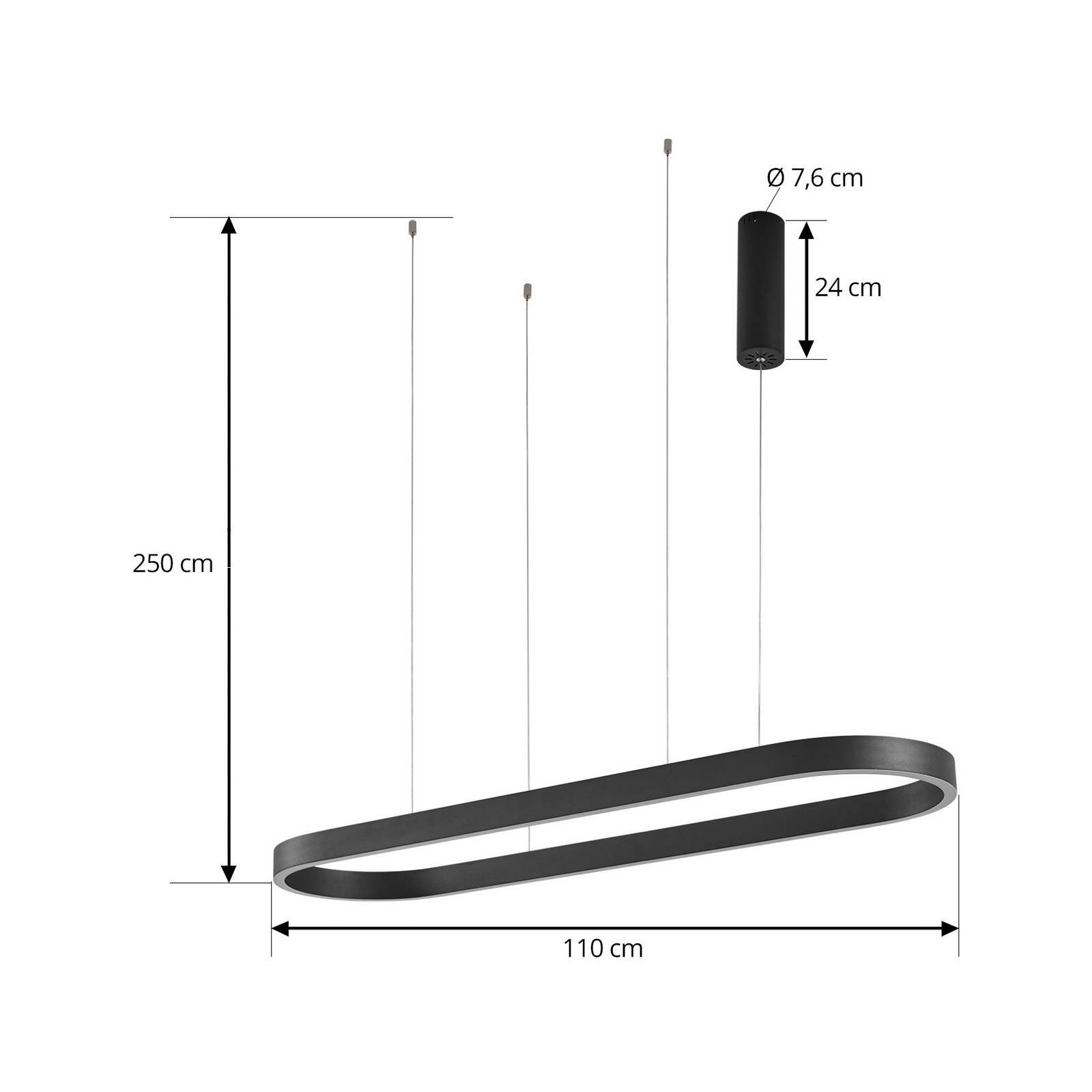 Lucande Hängeleuchte Melinay, LED, Metall, Schwarz Farbwechsel warmweiß / tageslicht IP20 mit Fernbedienung, LED 51 W gesamt, Farbwechsel warmweiß / tageslicht