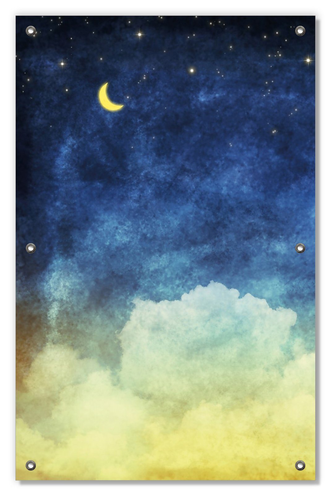 Sonnenschutz Wolkenhimmel mit Mond blickdicht, und wiederverwendbar Wallario, und wiederablösbar Saugnäpfen, Sternen, mit