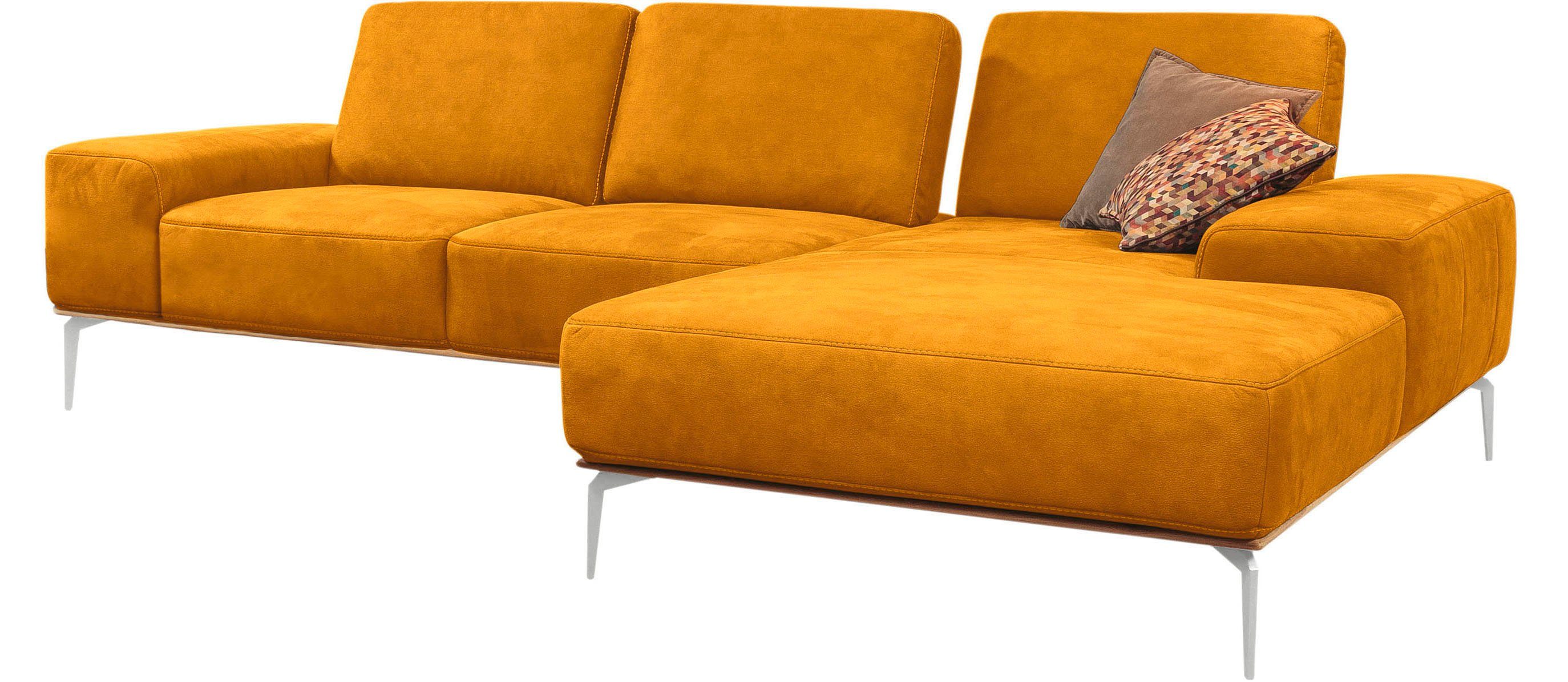 W.SCHILLIG Ecksofa run, Füße in Chrom mit Holzsockel, cm Breite 299 elegantem glänzend