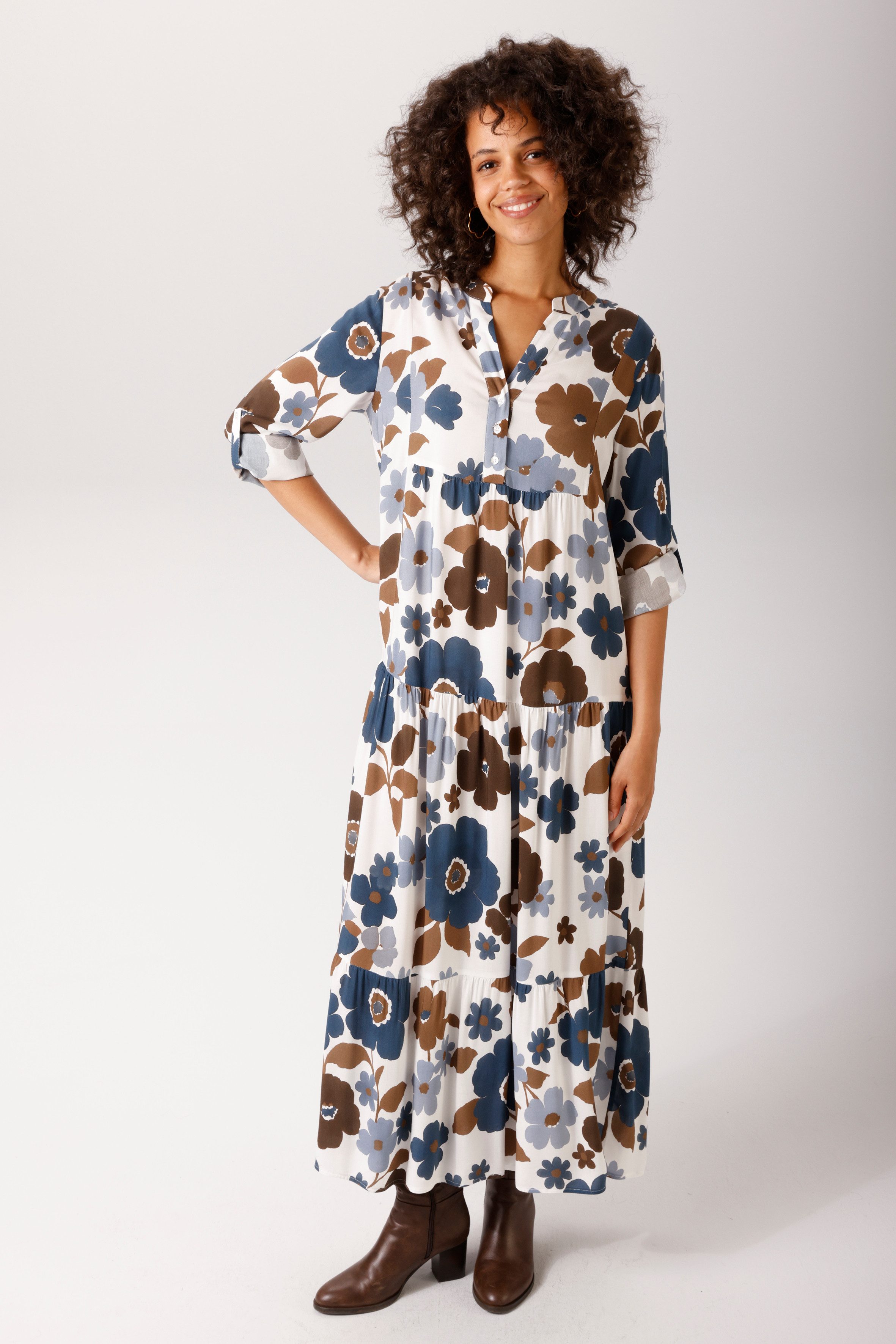 Aniston CASUAL Maxikleid mit großflächigen, grafischen Blumendruck - NEUE KOLLEKTION