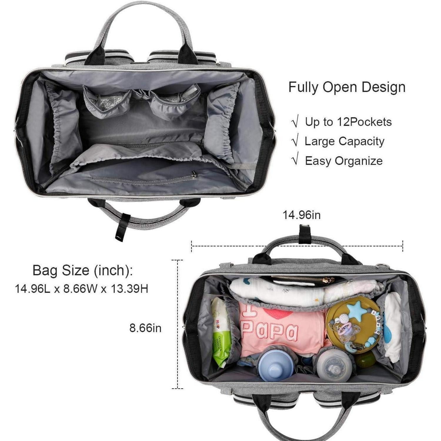 LuxusKollektion Wickeltasche Wickeltasche mit Wickelunterlage und Kinderwagen Haken multifunktional