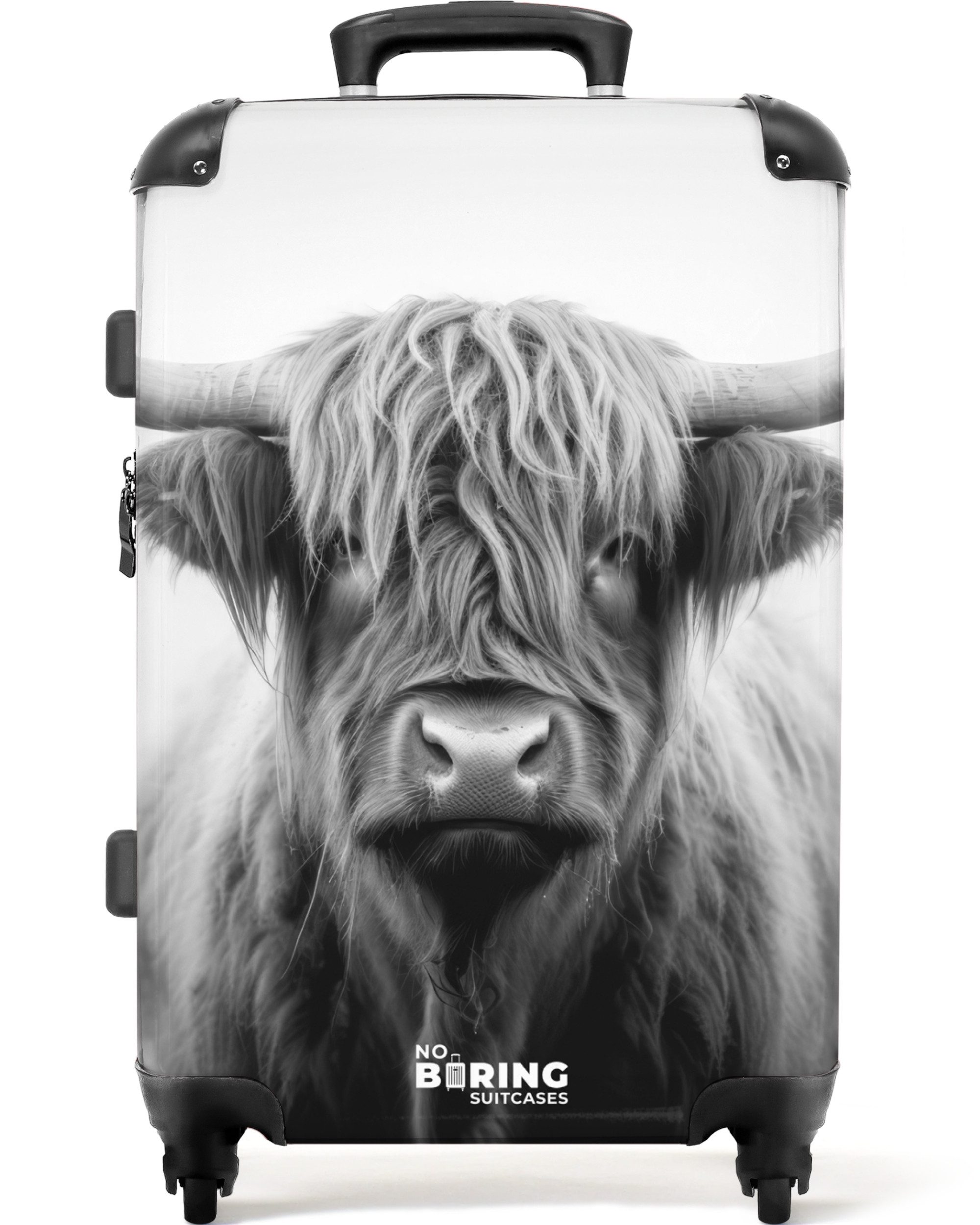 NoBoringSuitcases.com© Hartschalen-Trolley Schottischer Highlander in Schwa günstig online kaufen