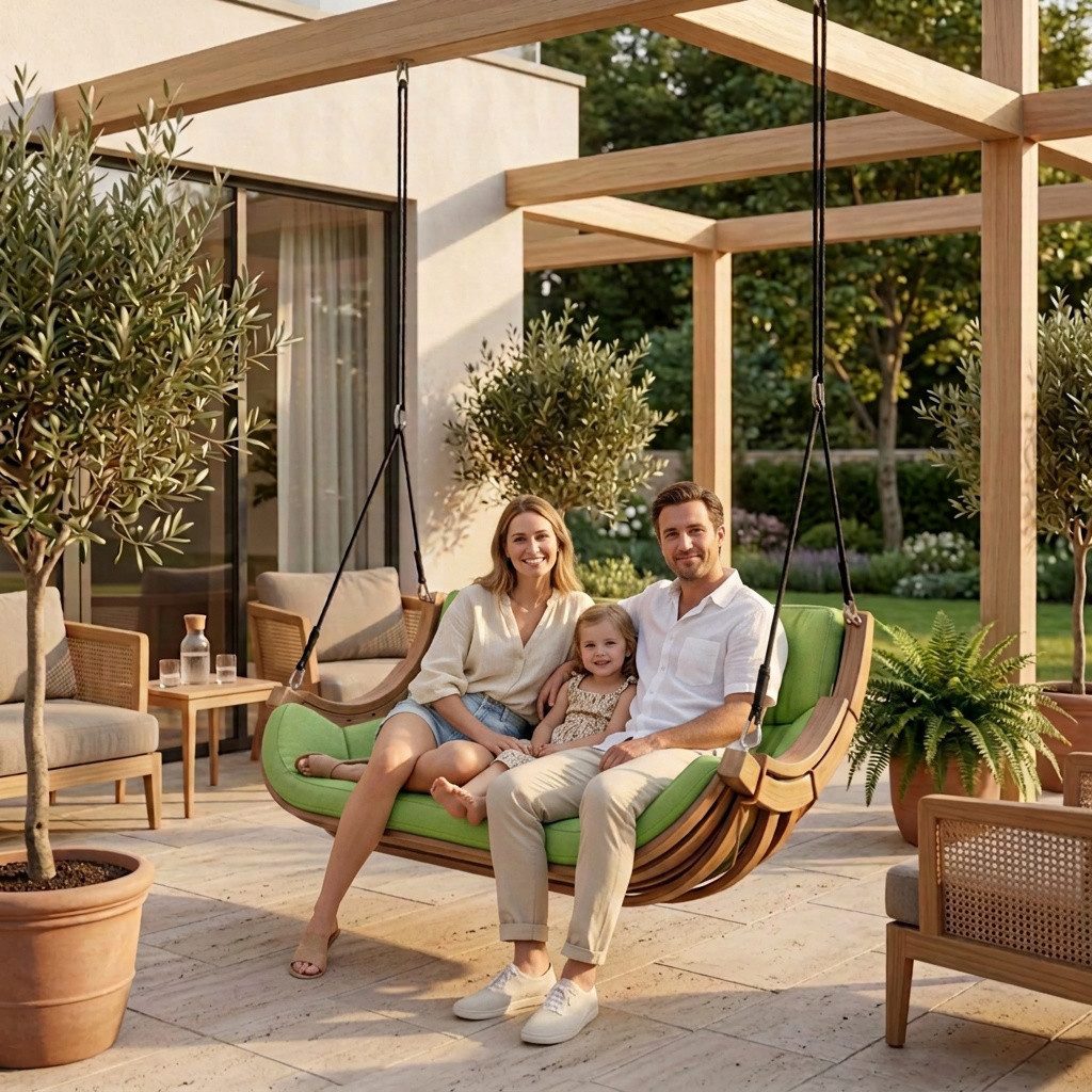 bv-vertrieb Schaukelsessel Doppel-Schaukelsessel Gestell Lärche Hängesessel in- und outdoor, Gestell aus Lärche